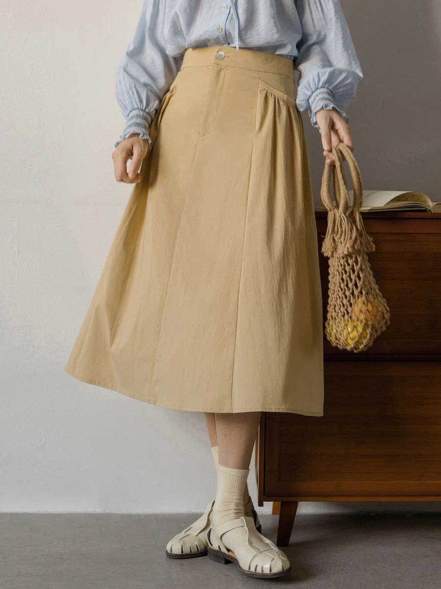 Gathered Midi Skirt