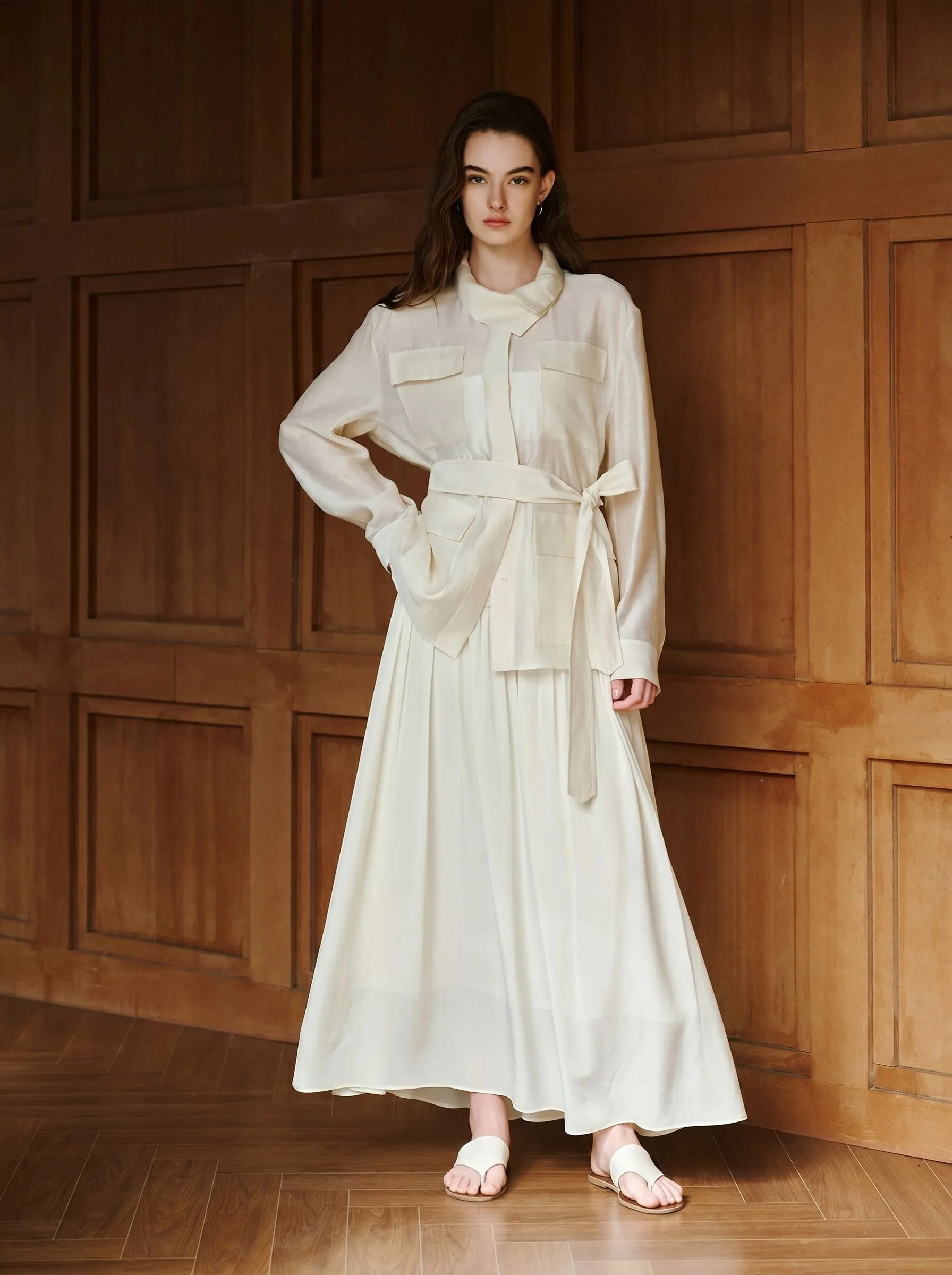 Gathered Mulberry Silk Maxi Skirt - Image 2