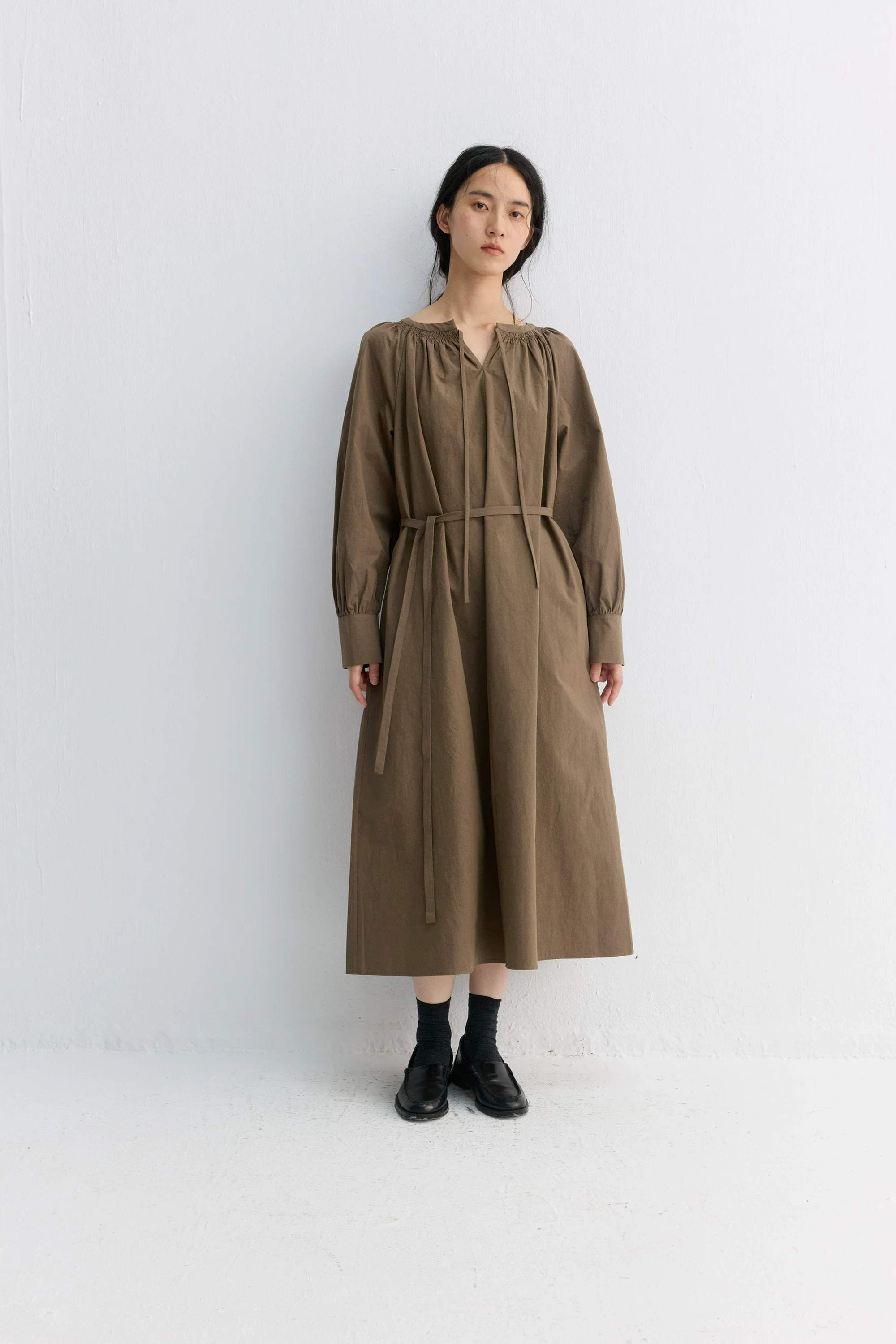 Gathered Neck Midi Dress - Image 2