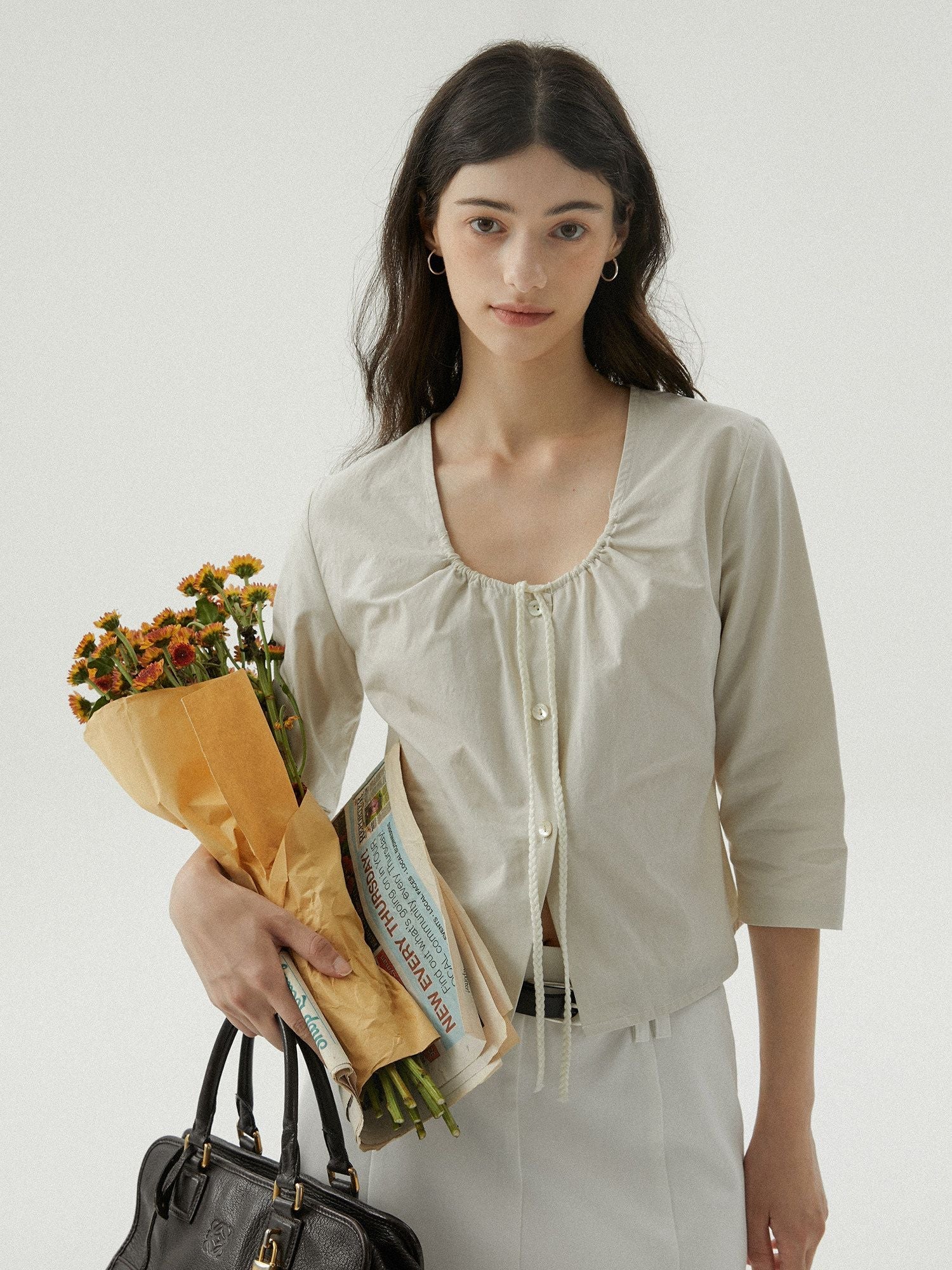 Gathered Tie Blouse - Image 5