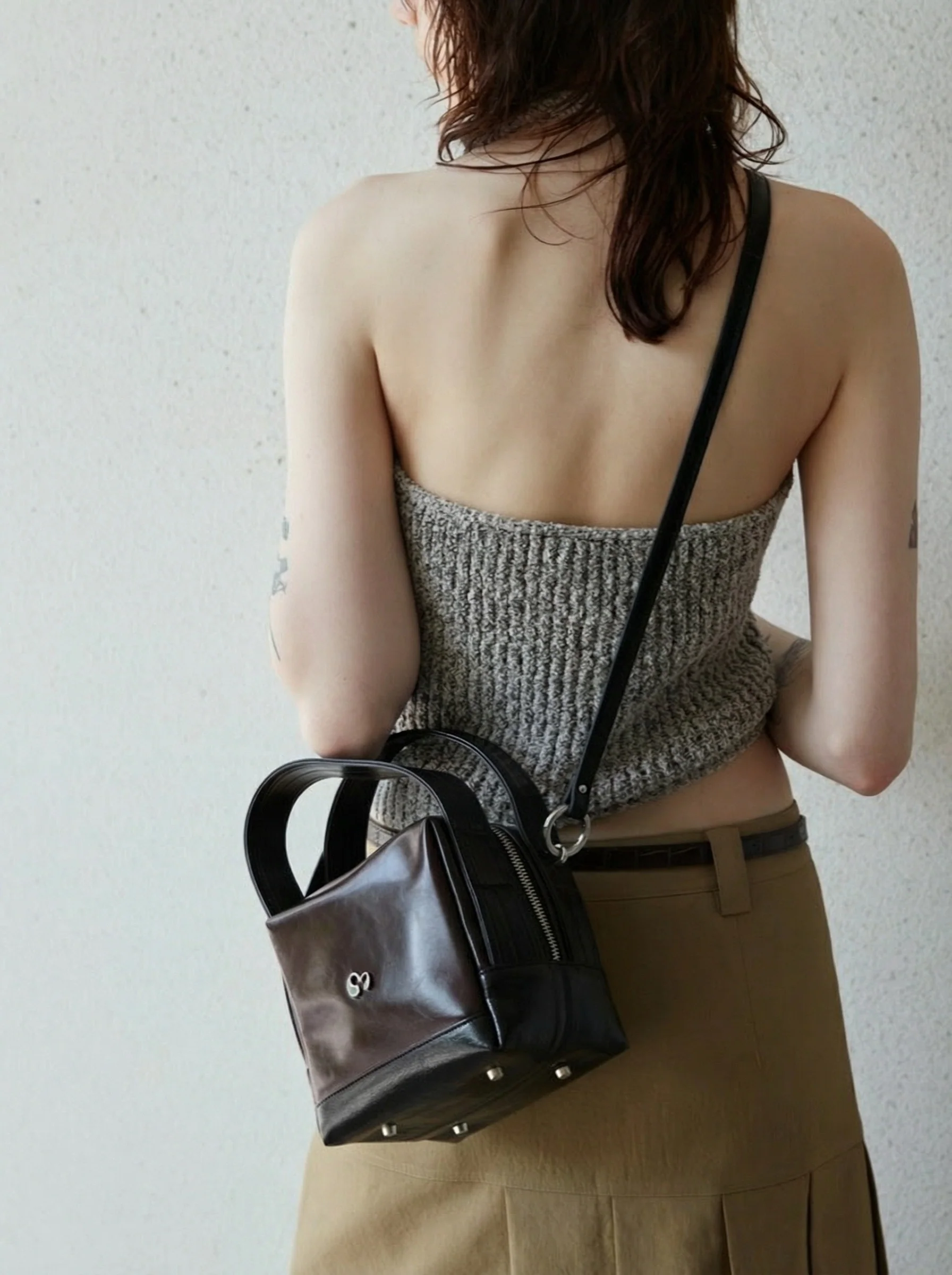 Genuine Leather Mini Cube Satchel - Image 5
