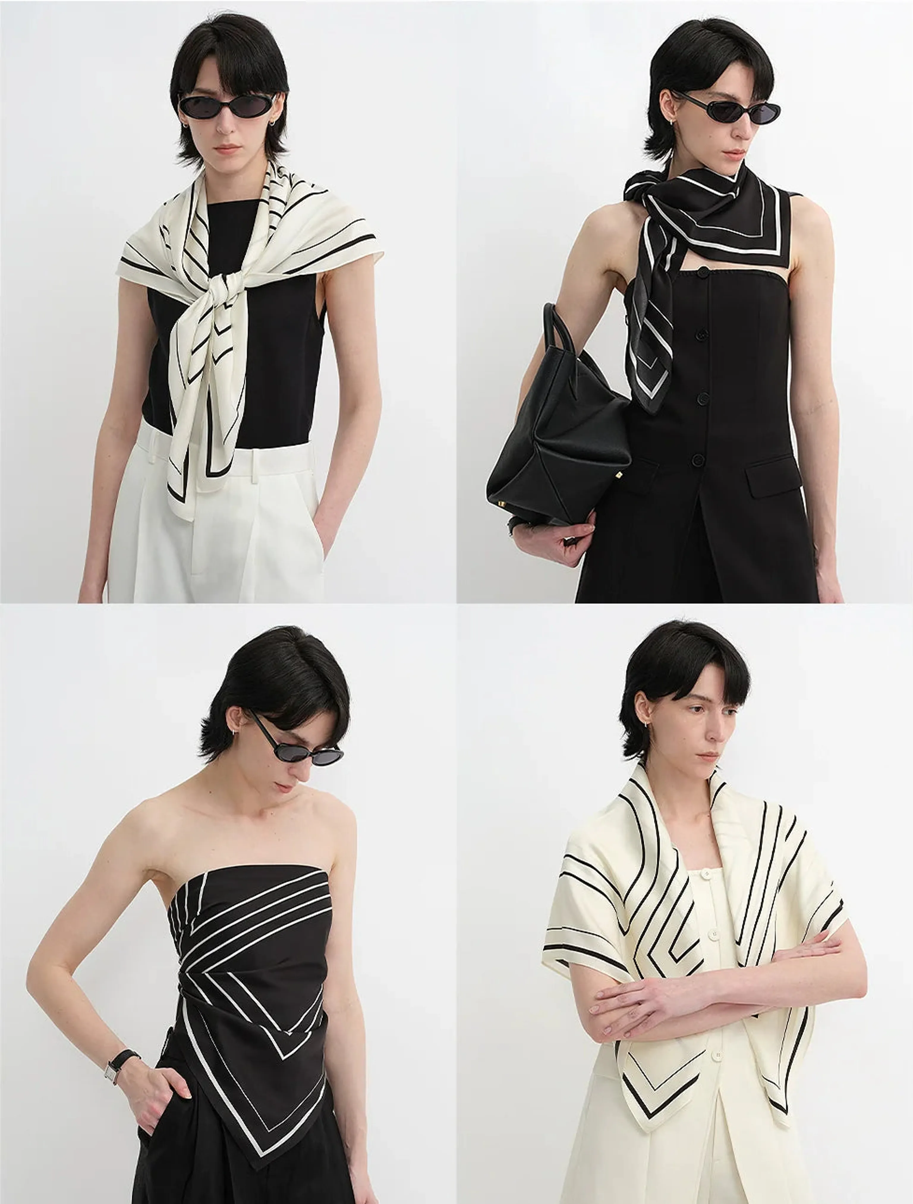 Geometric Print Silk Scarf