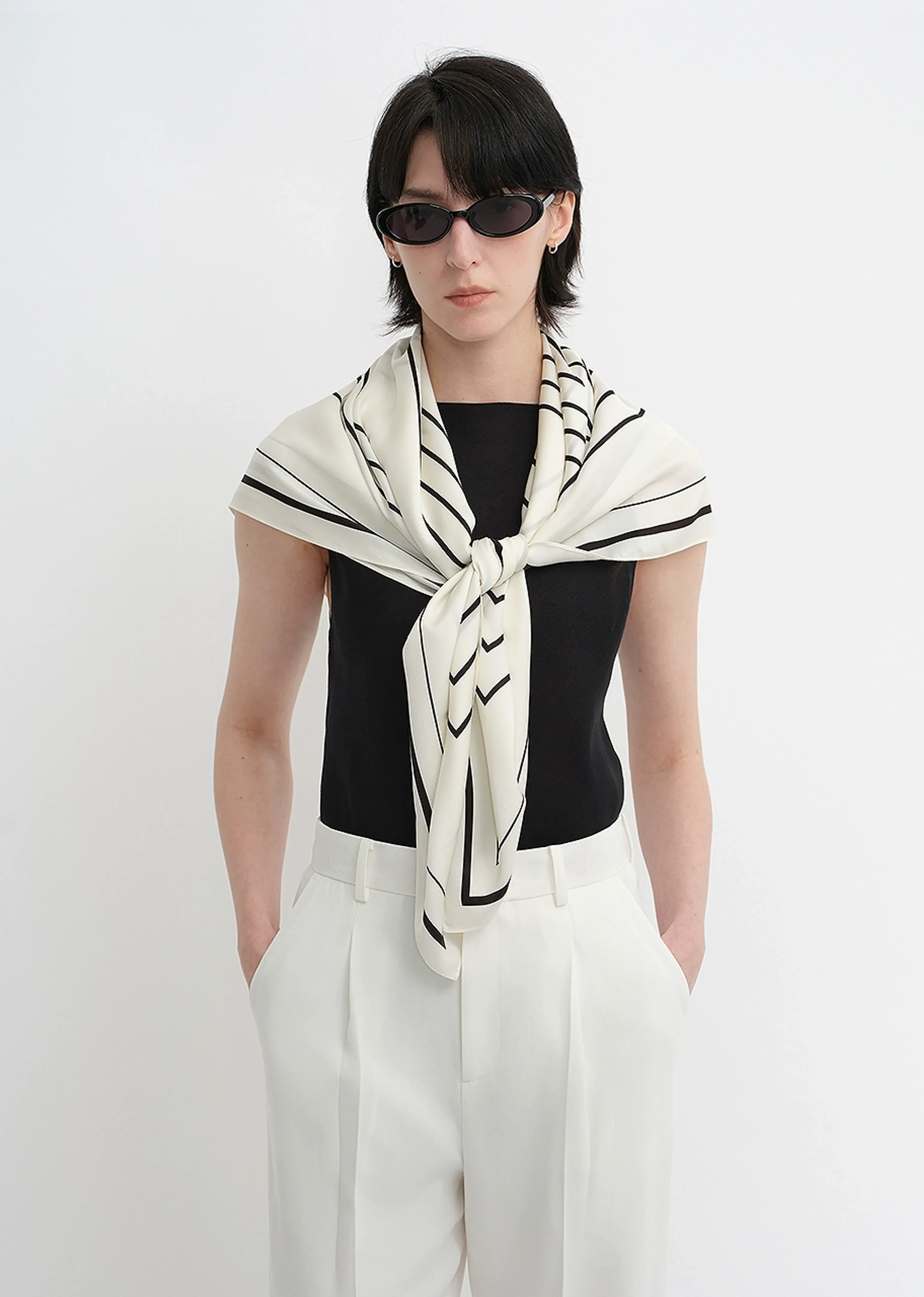 Geometric Print Silk Scarf - Image 3