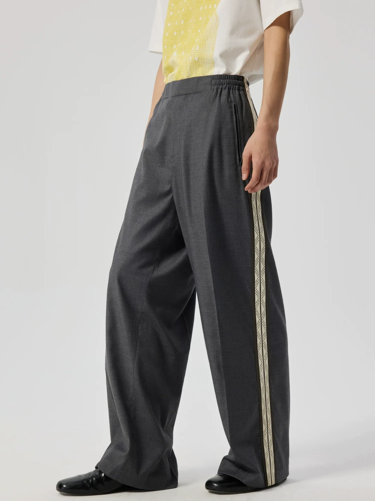 Geometric Stripe Wide-Leg Trousers