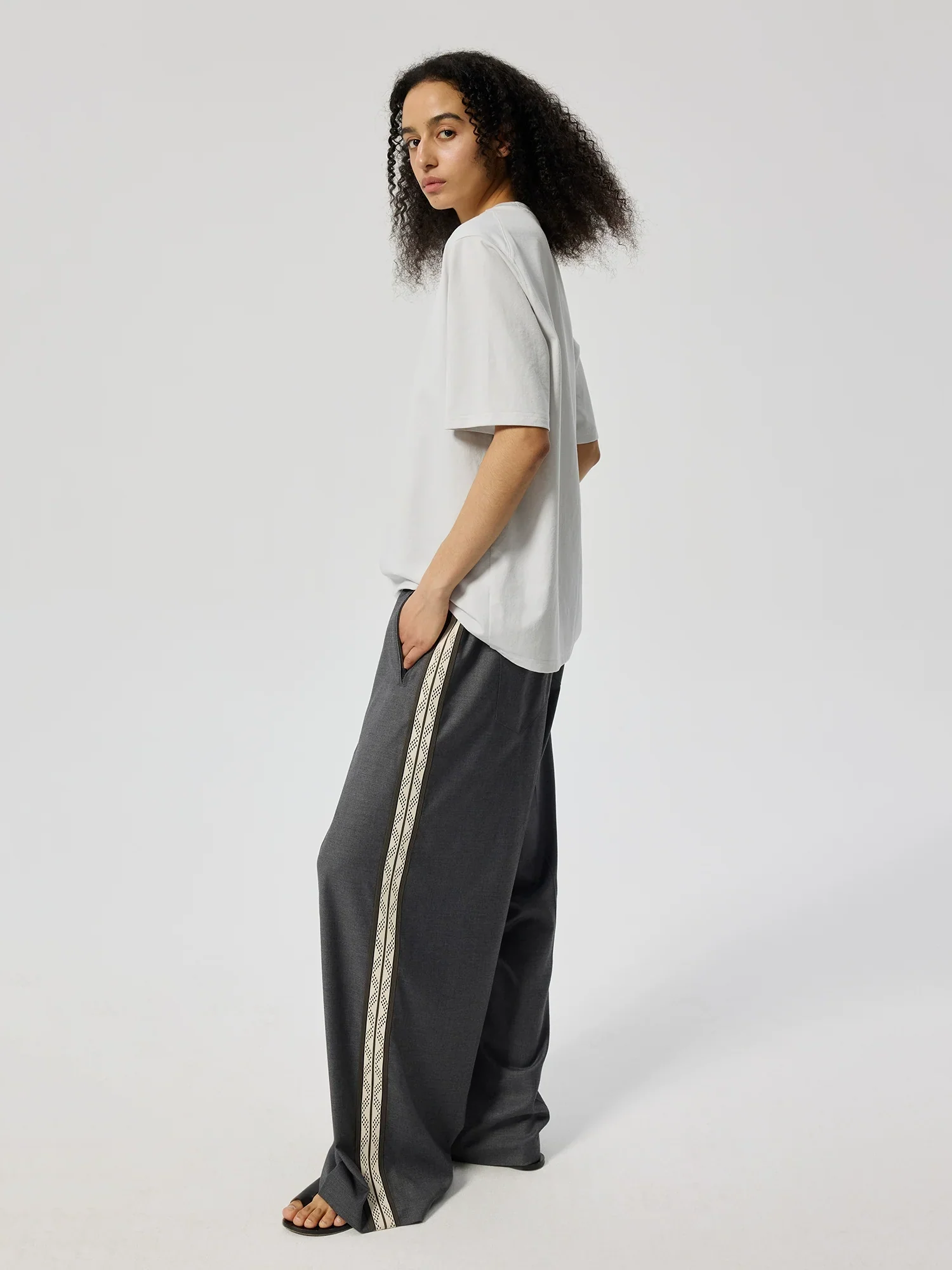 Geometric Stripe Wide-Leg Trousers - Image 4
