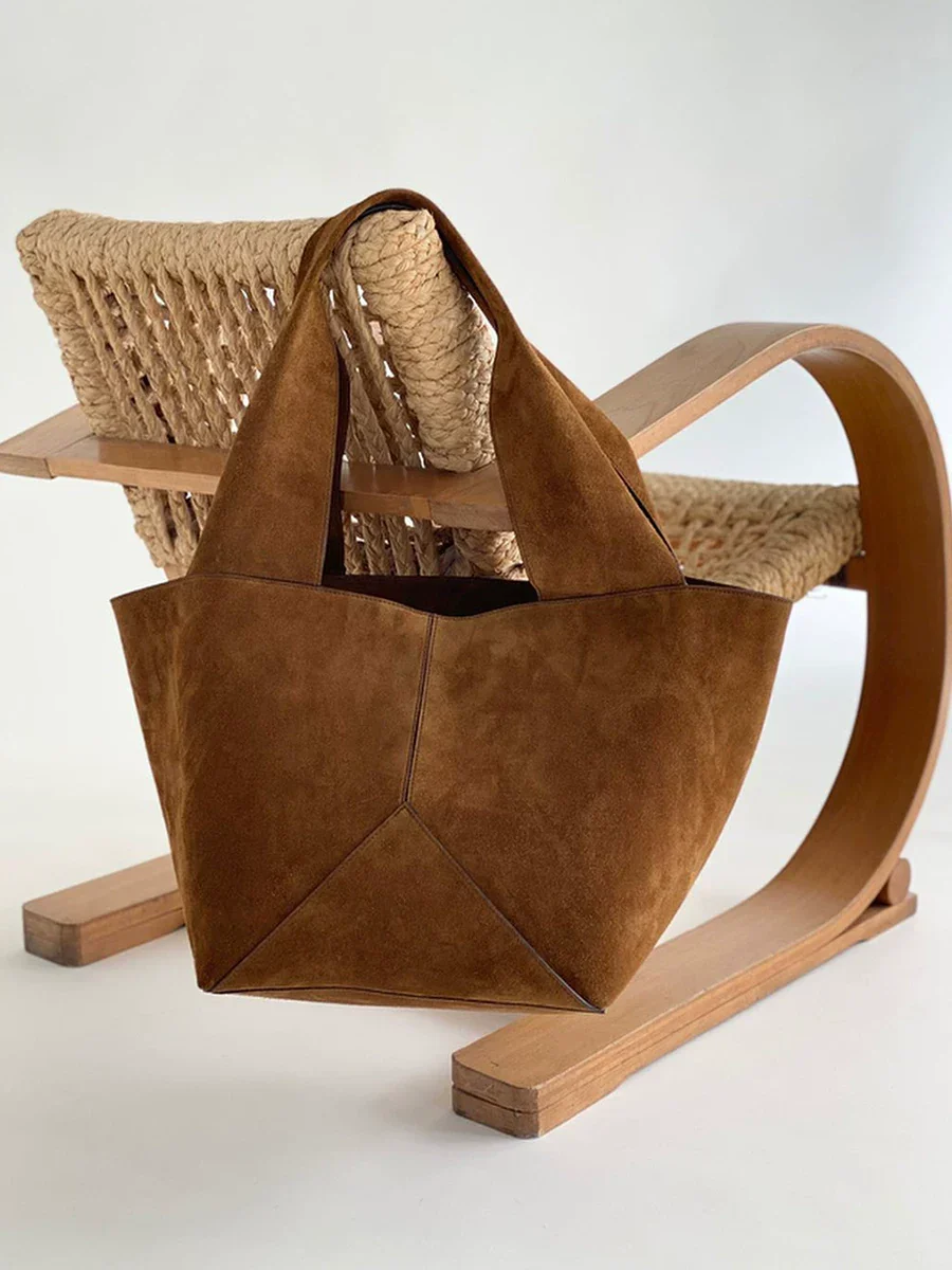 Geometric Suede Tote - Image 2