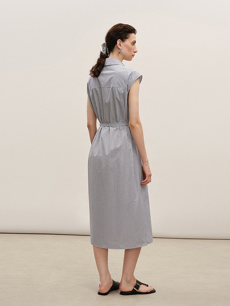 Gingham Belted Shirt Dress - Image 3