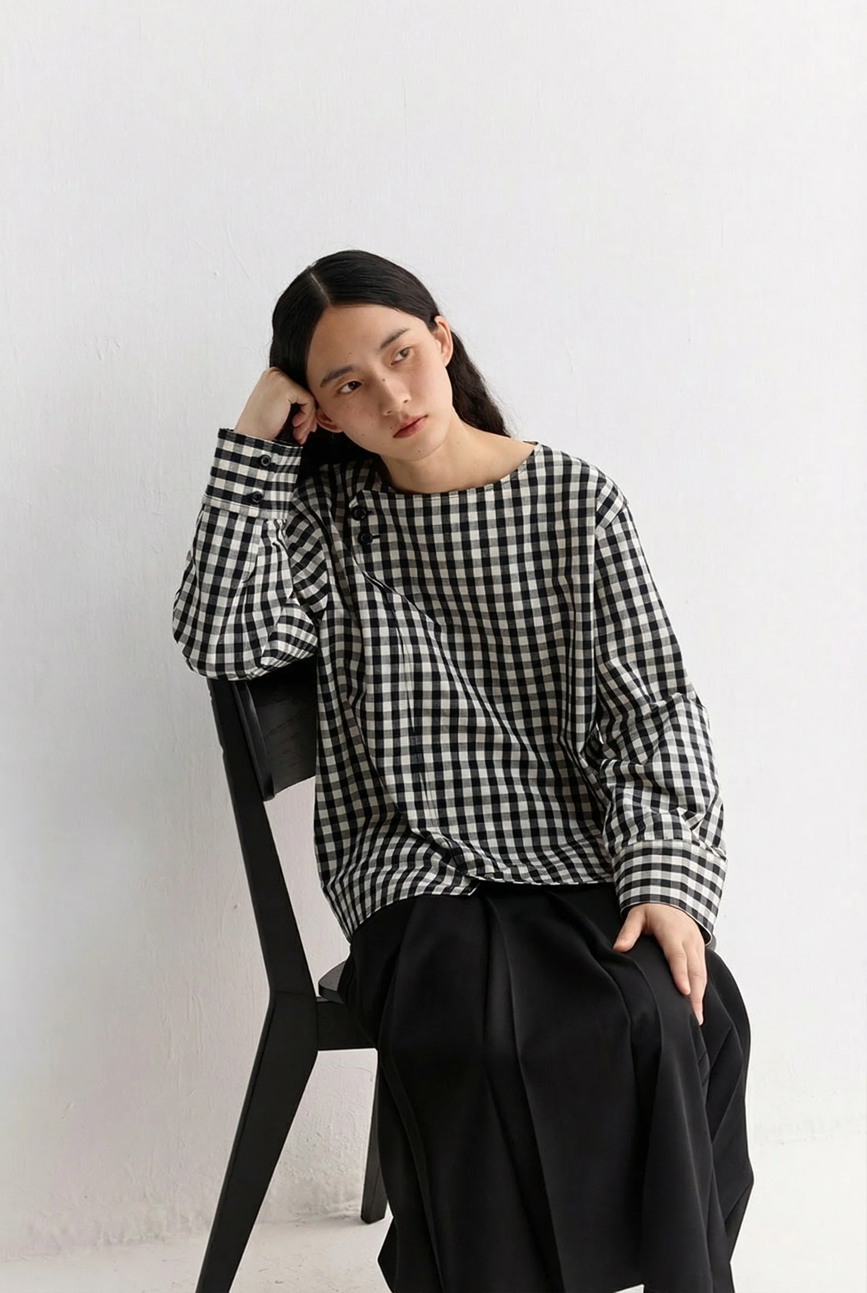 Gingham Button Blouse