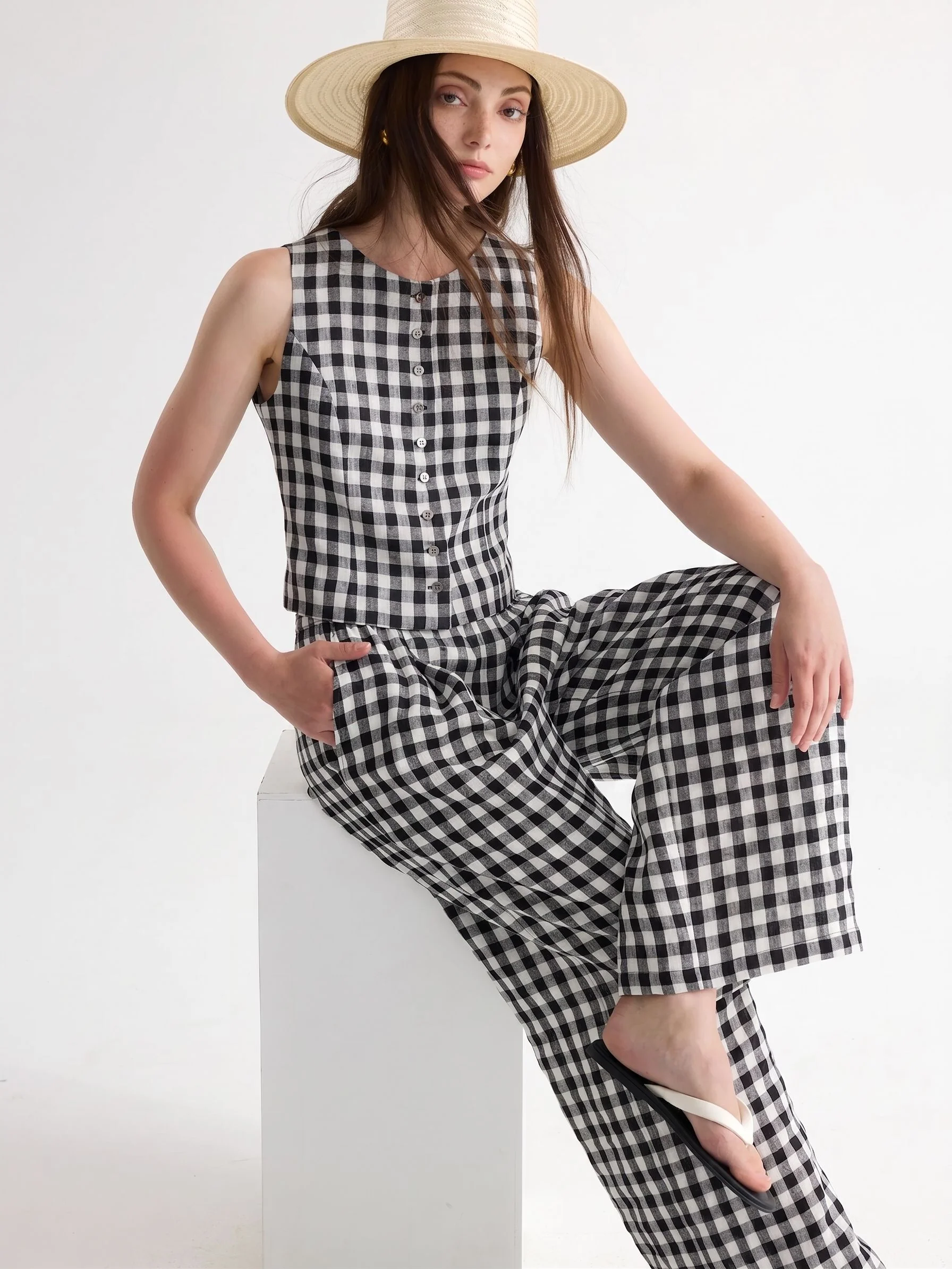 Gingham Vest Set