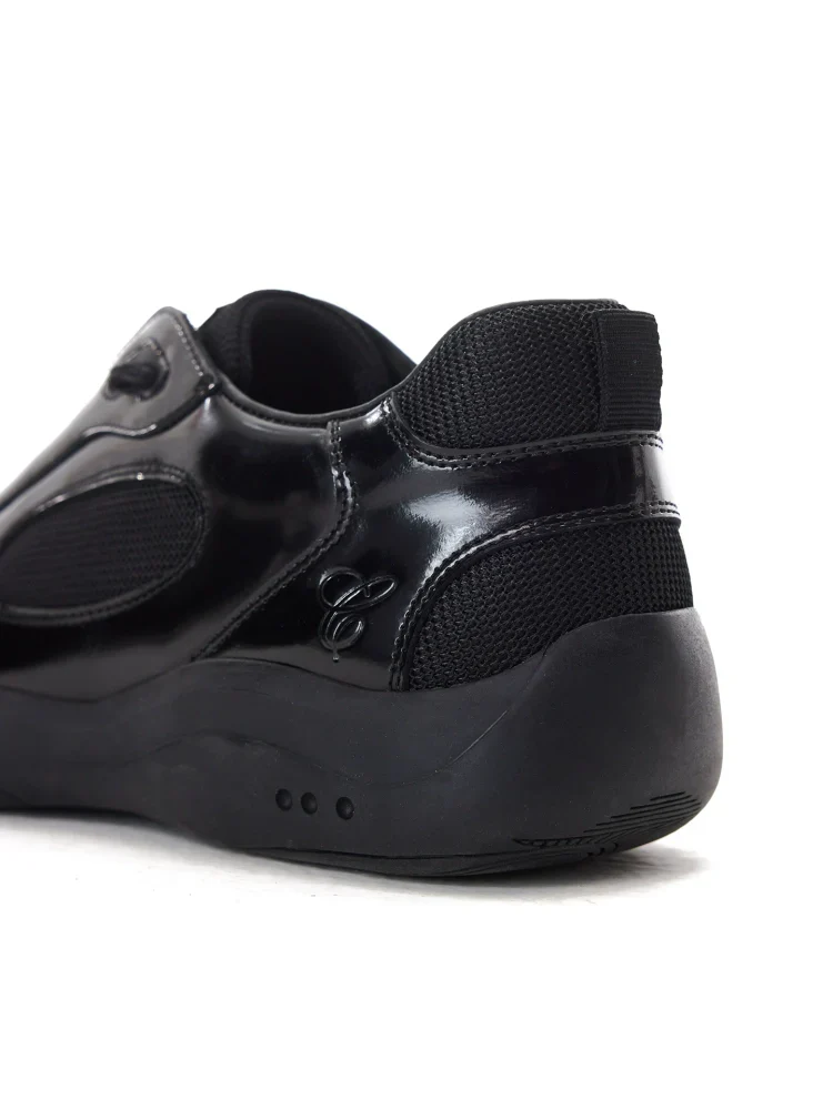 Gloss Black Mesh Low-Top Sneaker - Image 3
