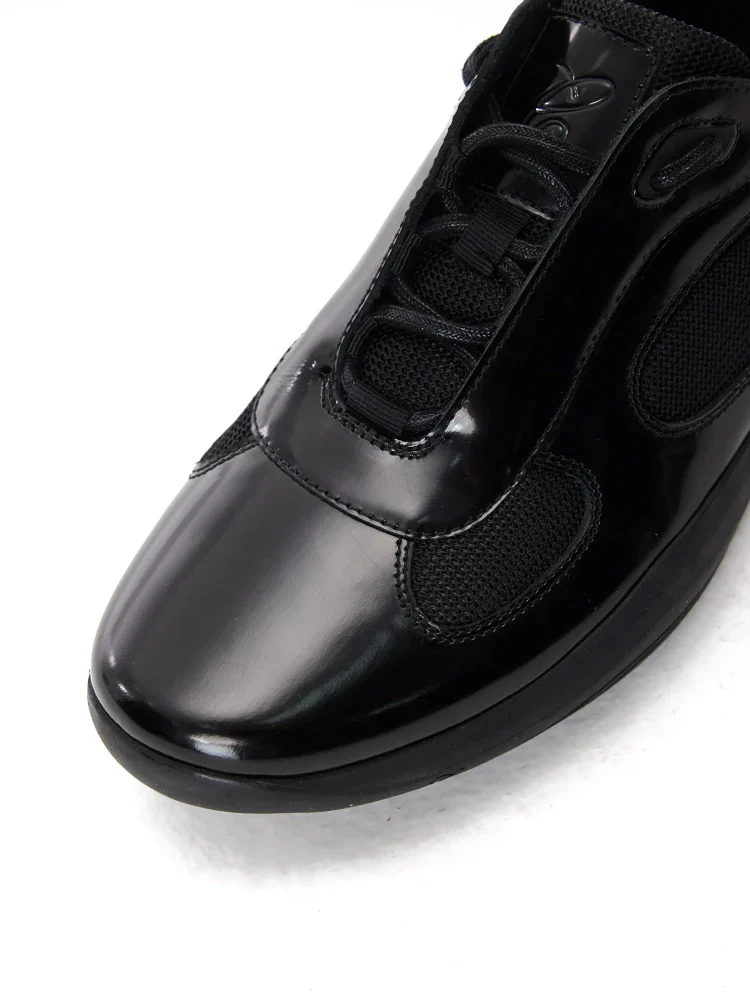 Gloss Black Mesh Low-Top Sneaker - Image 5