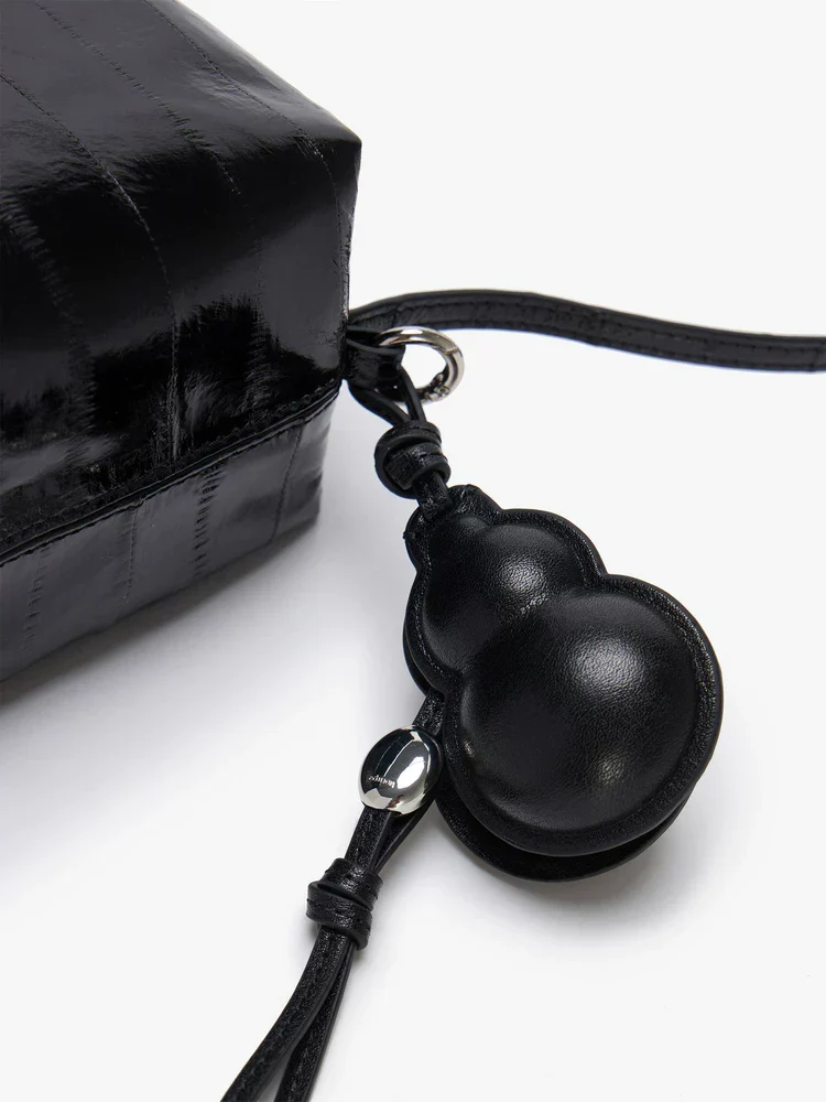 Glossy Crocodile Leather Box Shoulder Bag - Image 2