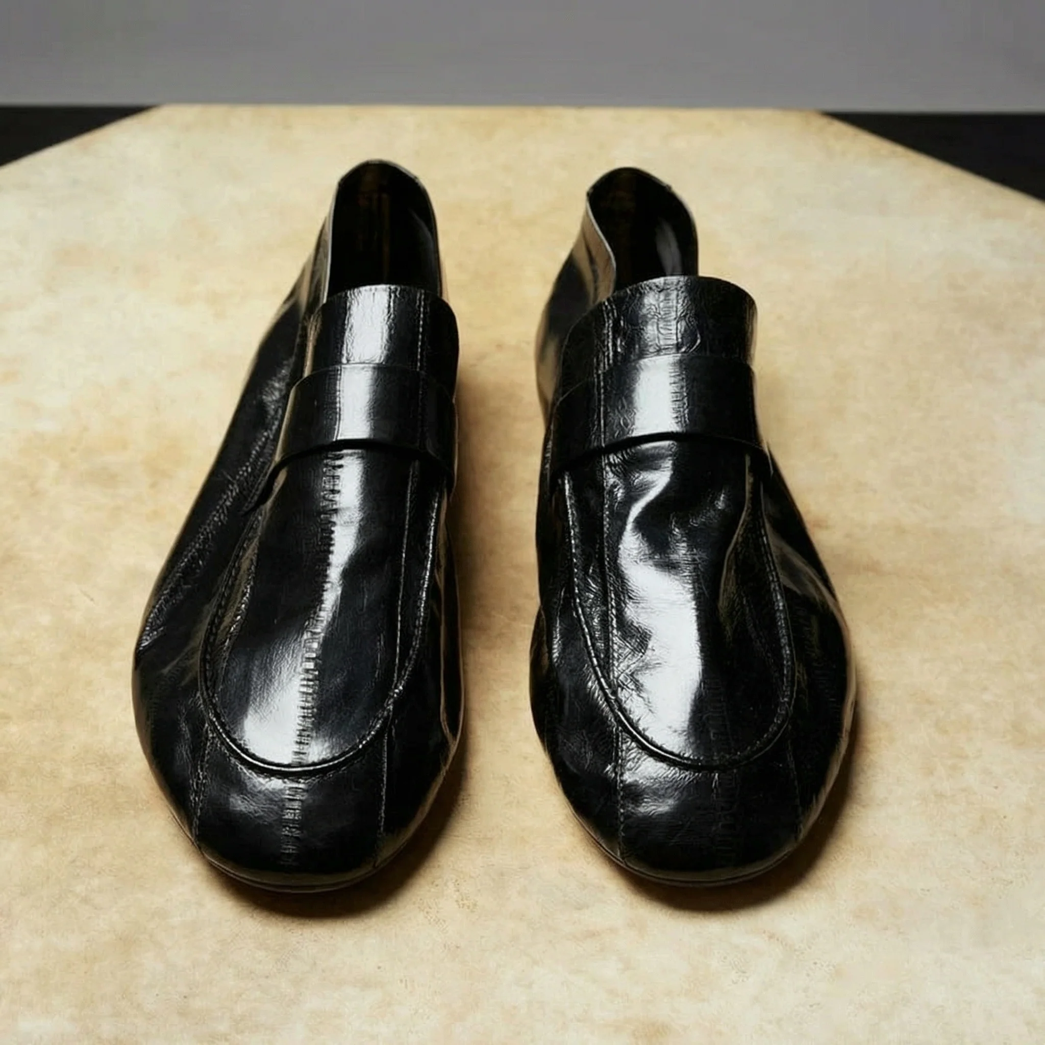 Glossy Crocodile Leather Penny Loafers - Image 5