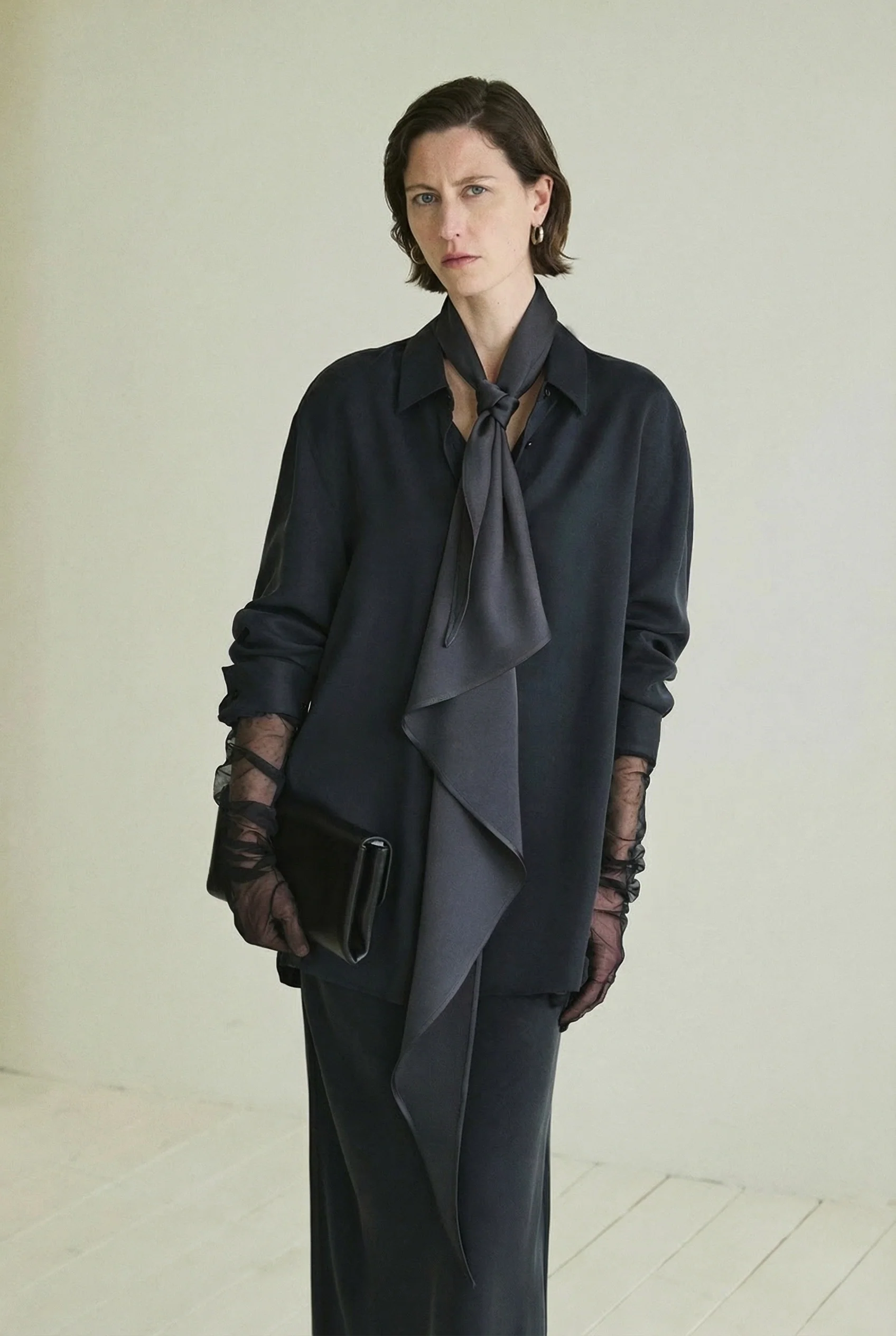 Glossy Satin Triangle Scarf - Image 2