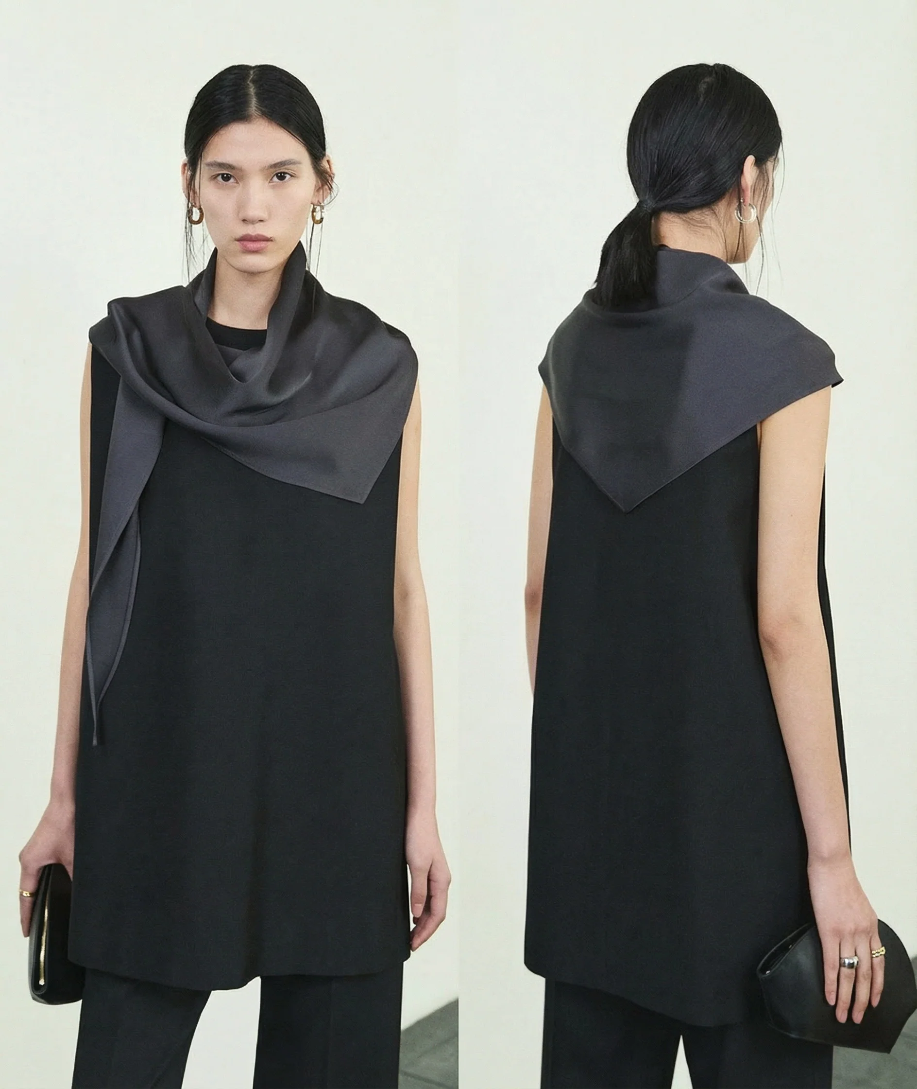 Glossy Satin Triangle Scarf - Image 5