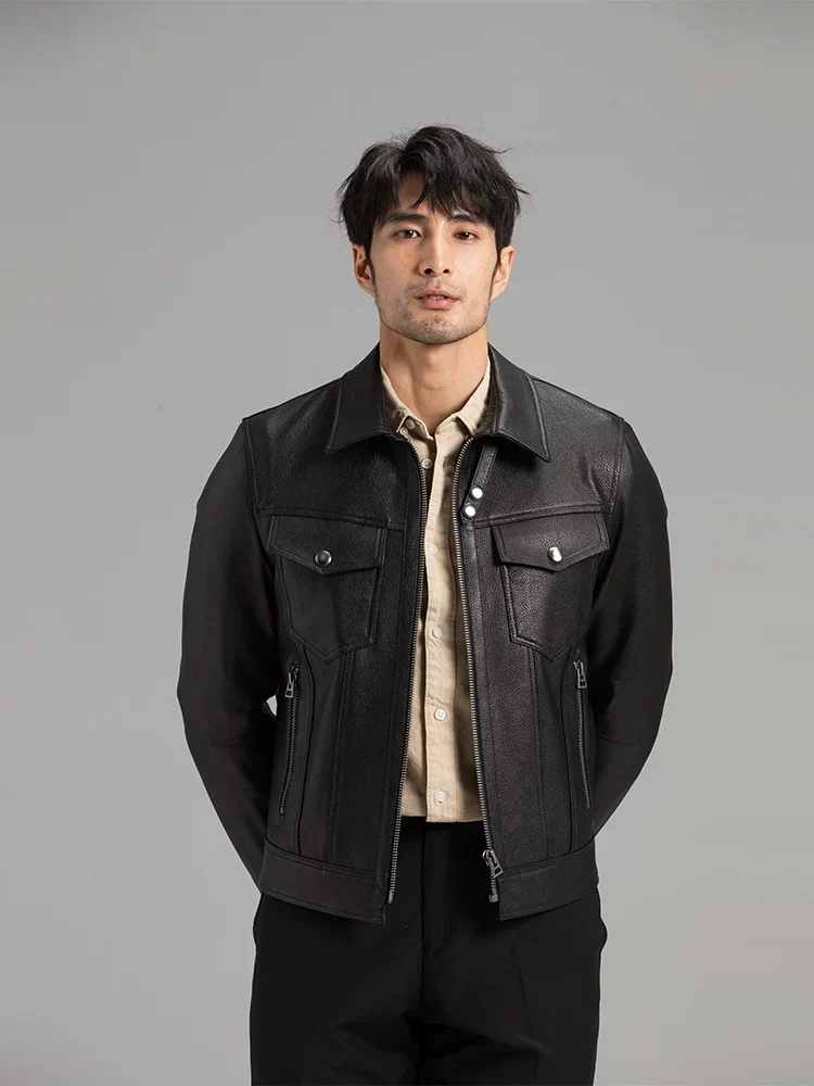 Goatskin Zip Trucker Jacket