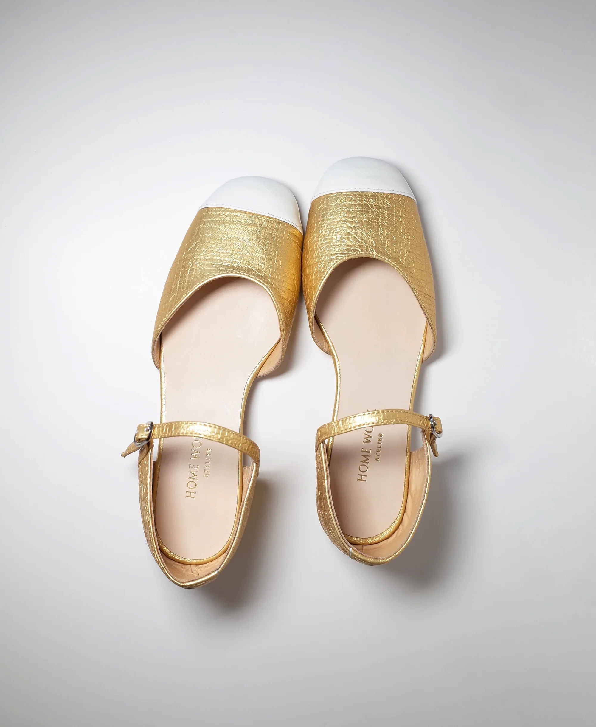 Gold Double Strap Mary Jane Shoes - Image 4