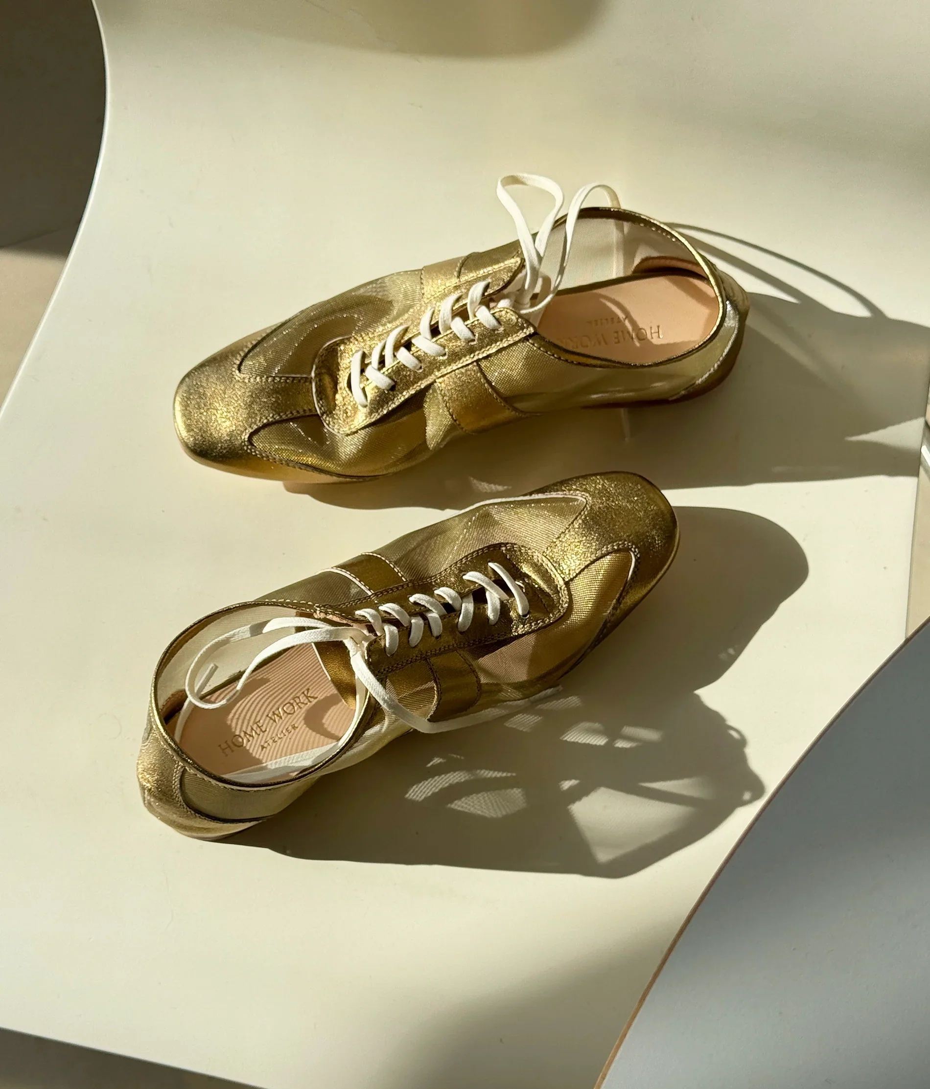 Gold Metallic Lace-Up Sneakers - Image 2