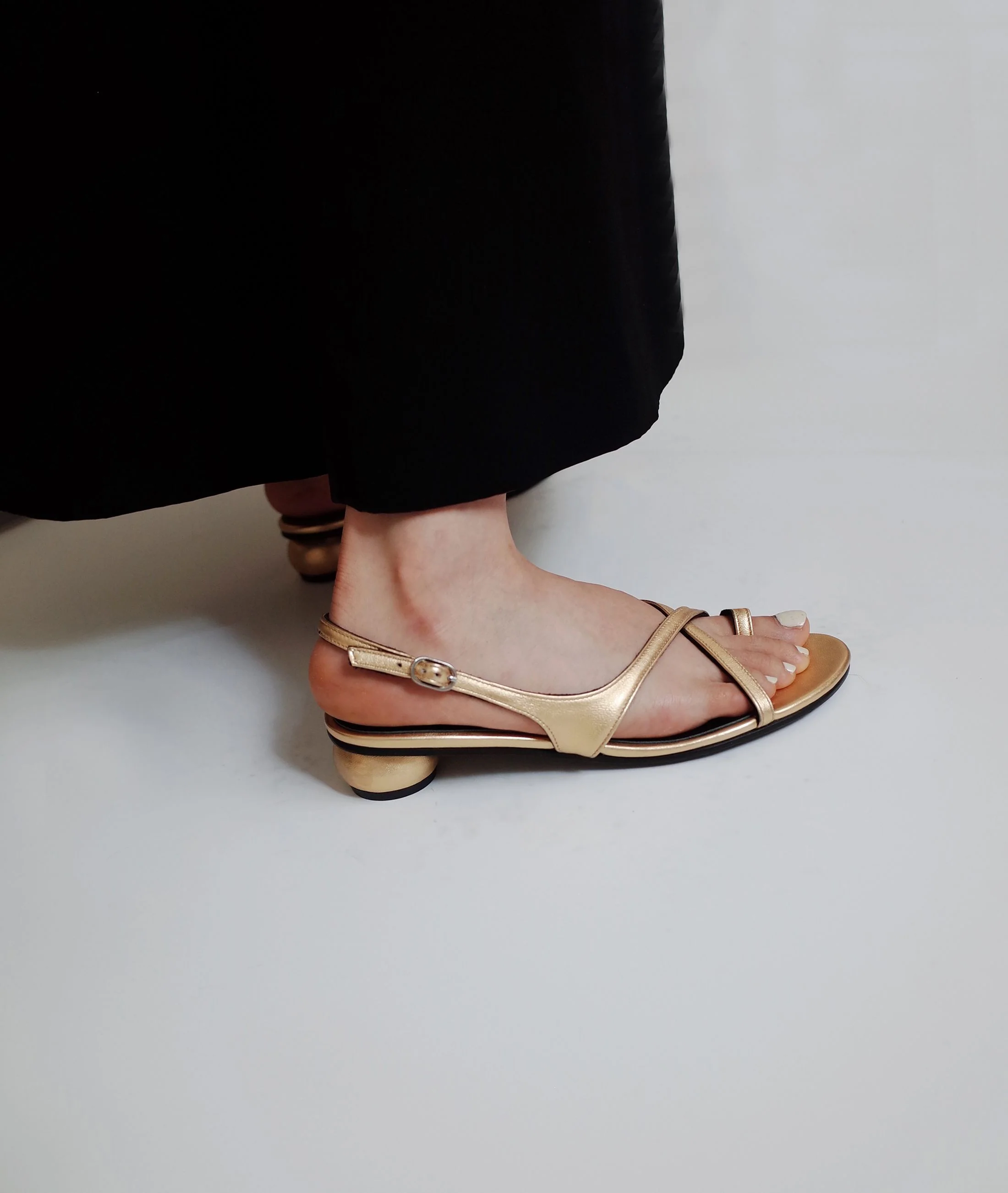 Gold Strappy Sandals - Image 5
