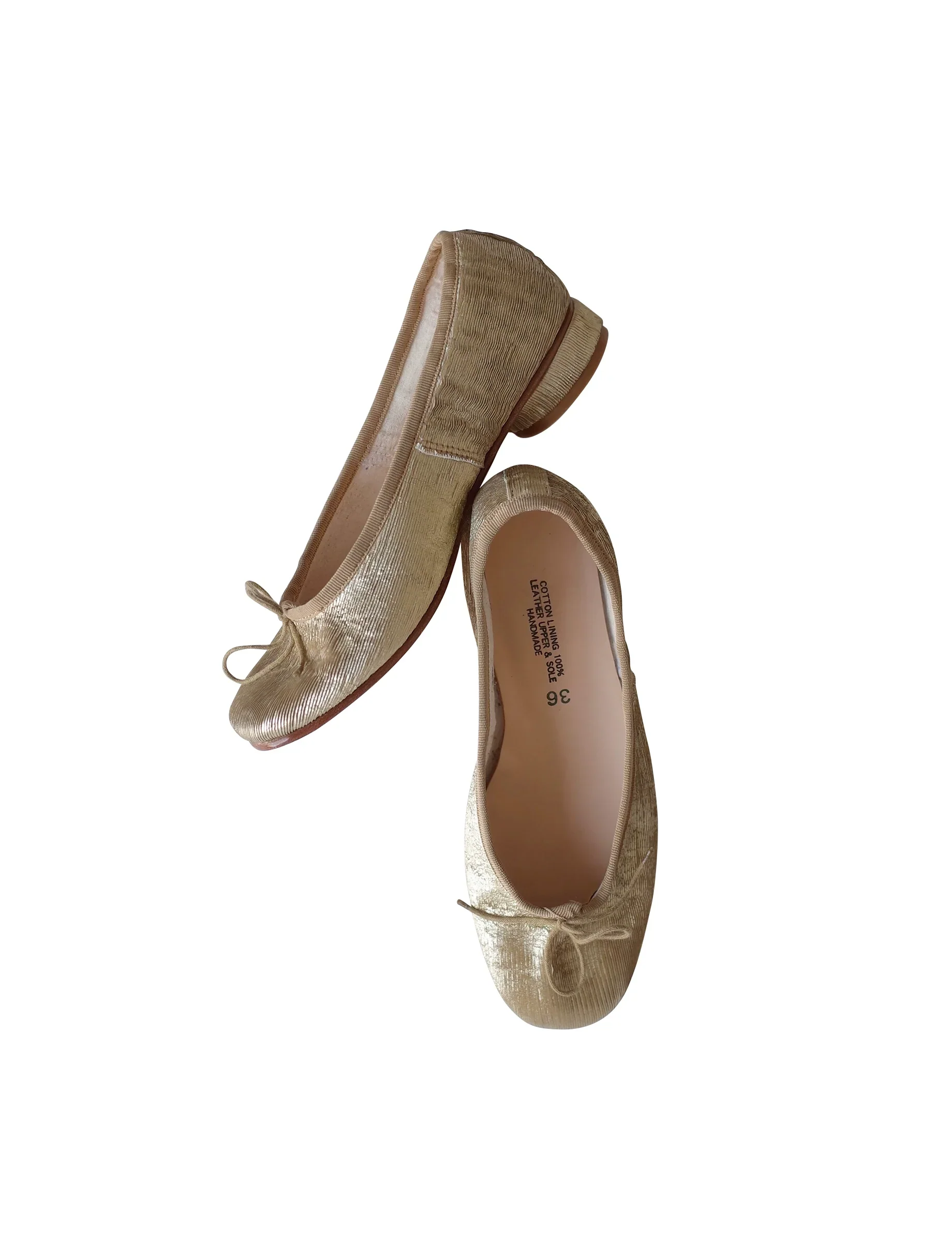 Gold Textured Ballet Flats - Image 3