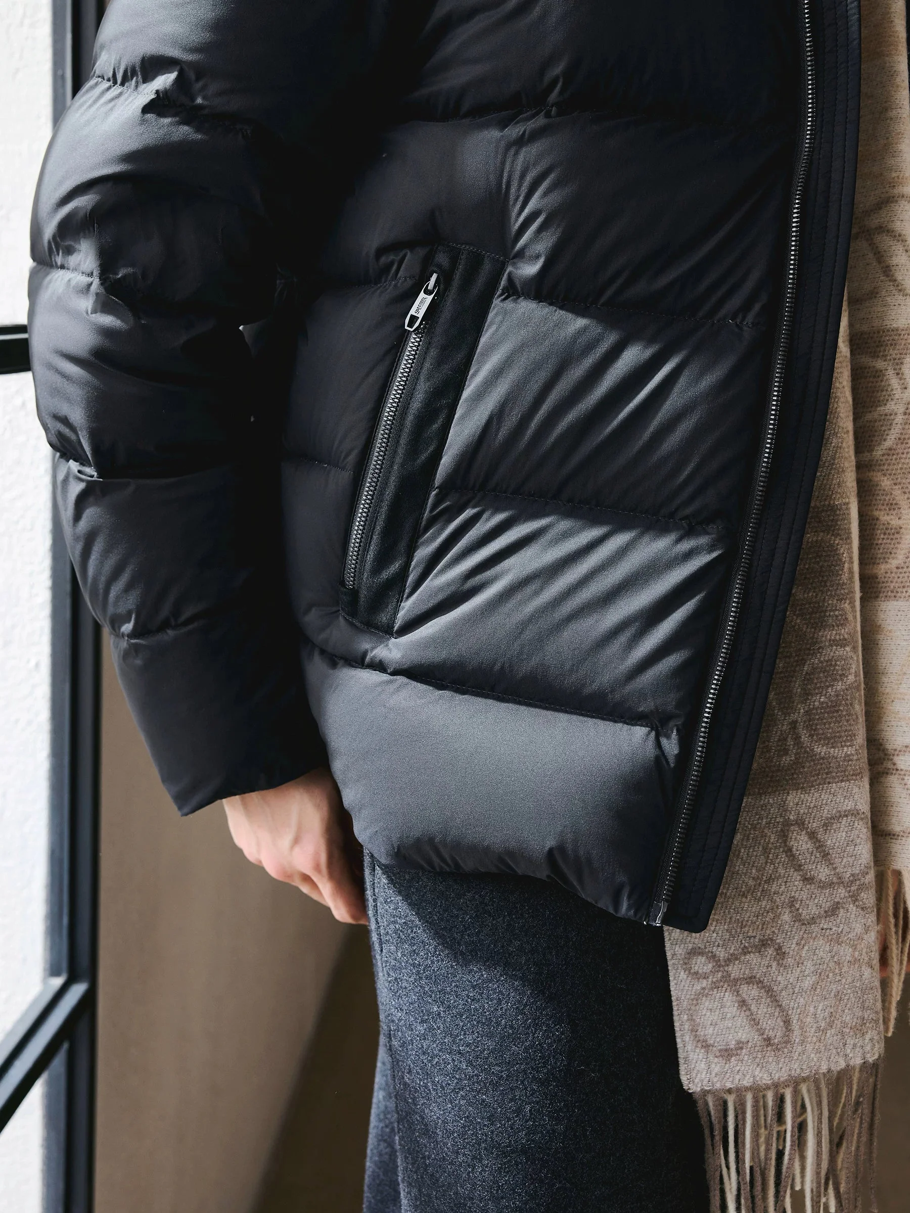 Goose Down Wool-Panel Hooded Jacket - Image 7