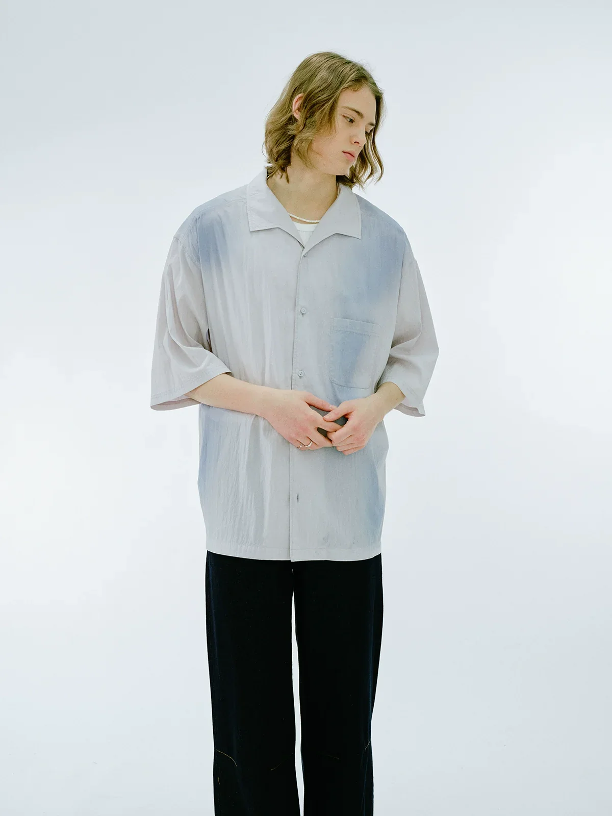 Gradient Tie-Dye Cuban Collar Shirt