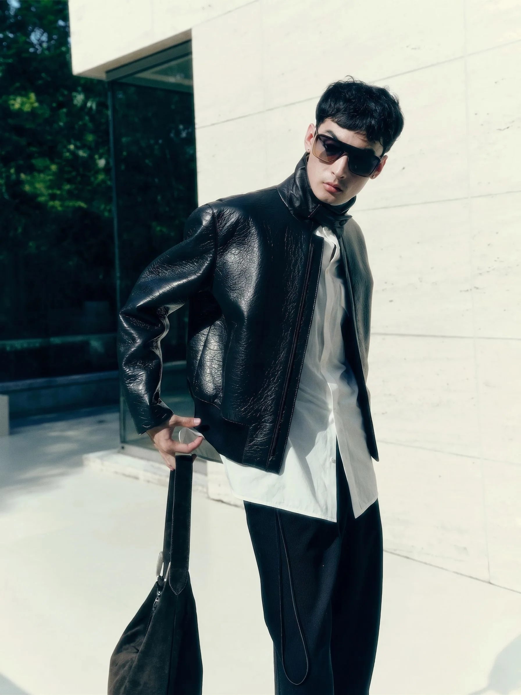 Grained Leather Bomber - Image 2