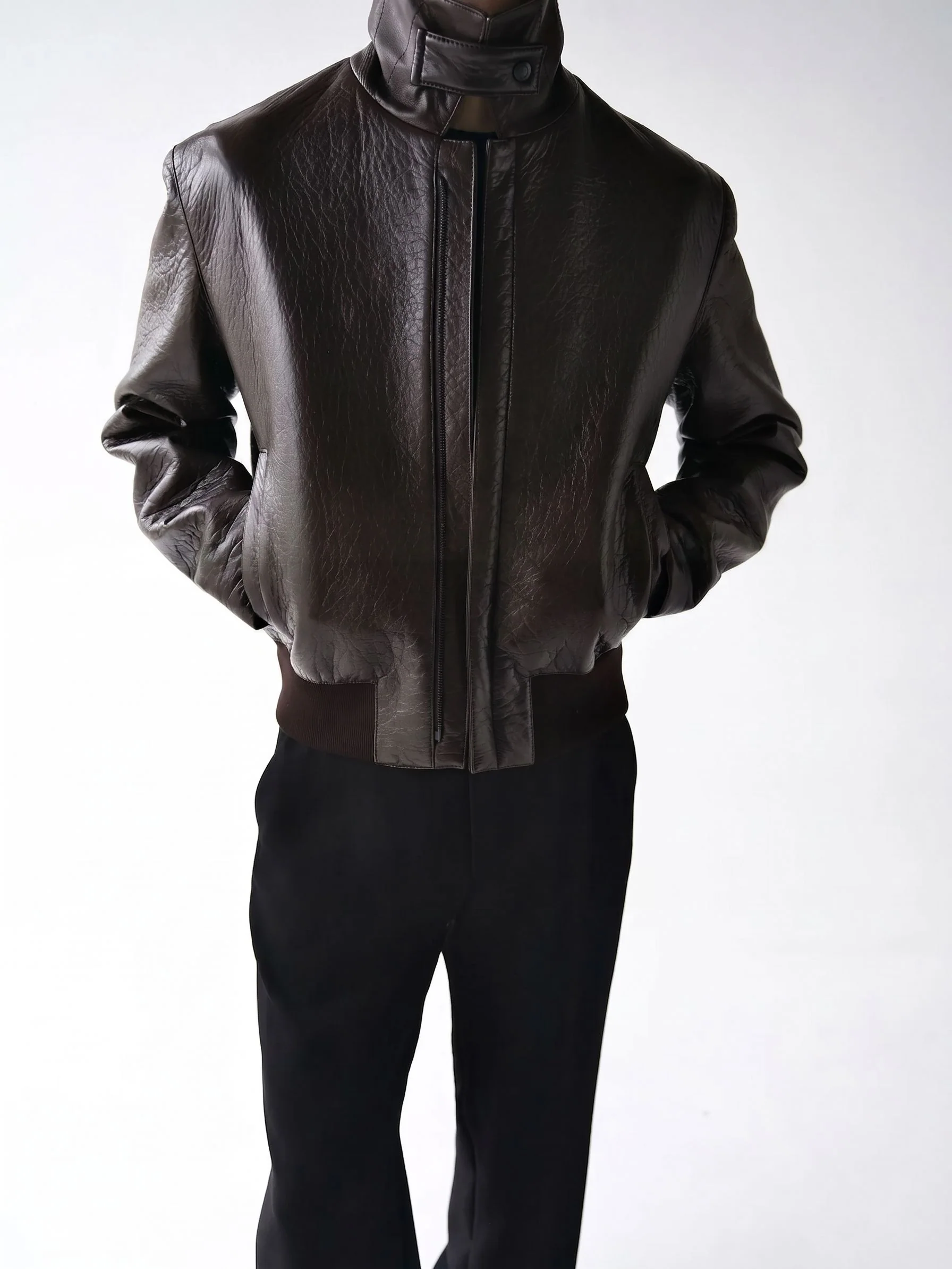 Grained Leather Bomber - Image 7