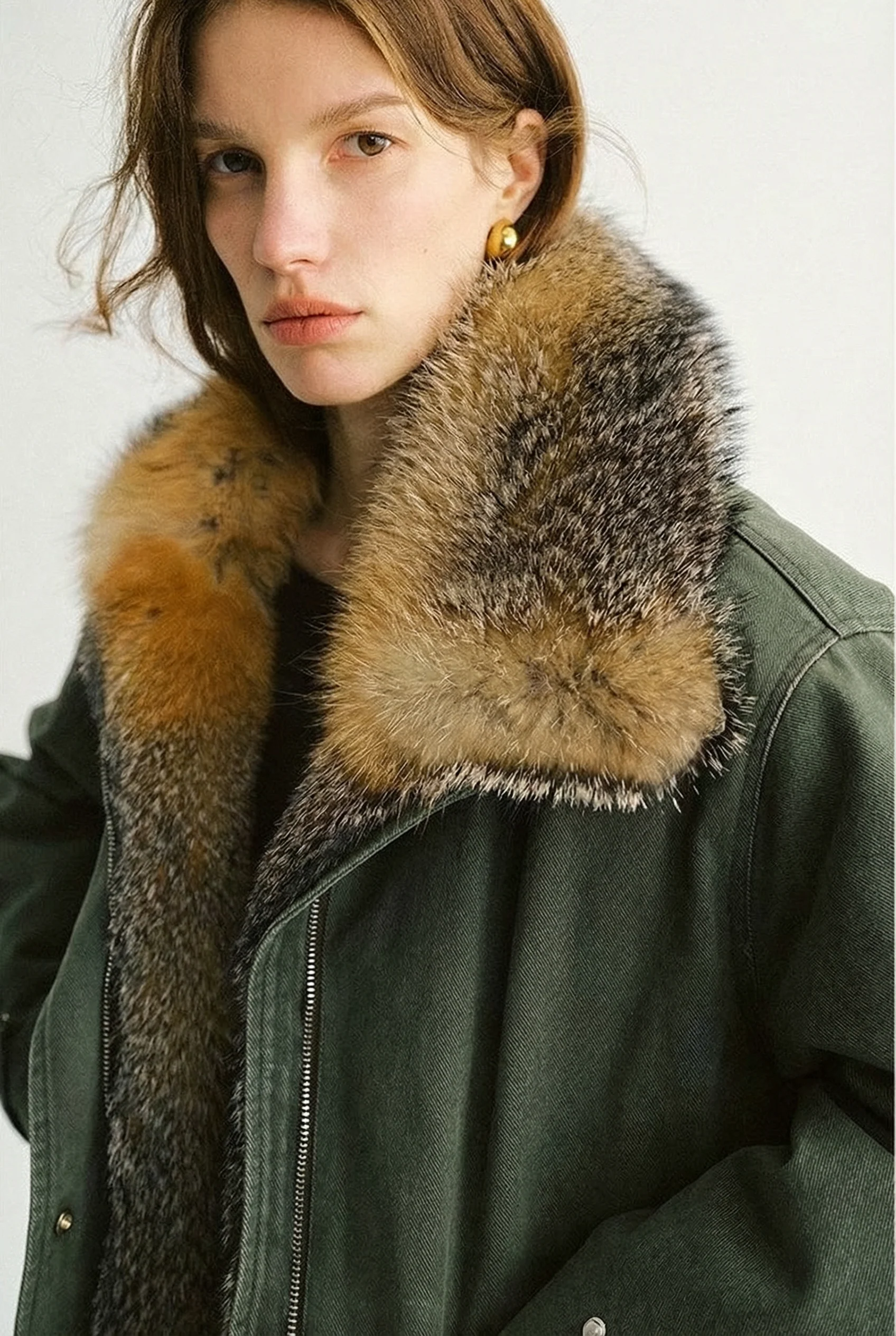 Gray Fox Collar Down Parka - Image 5