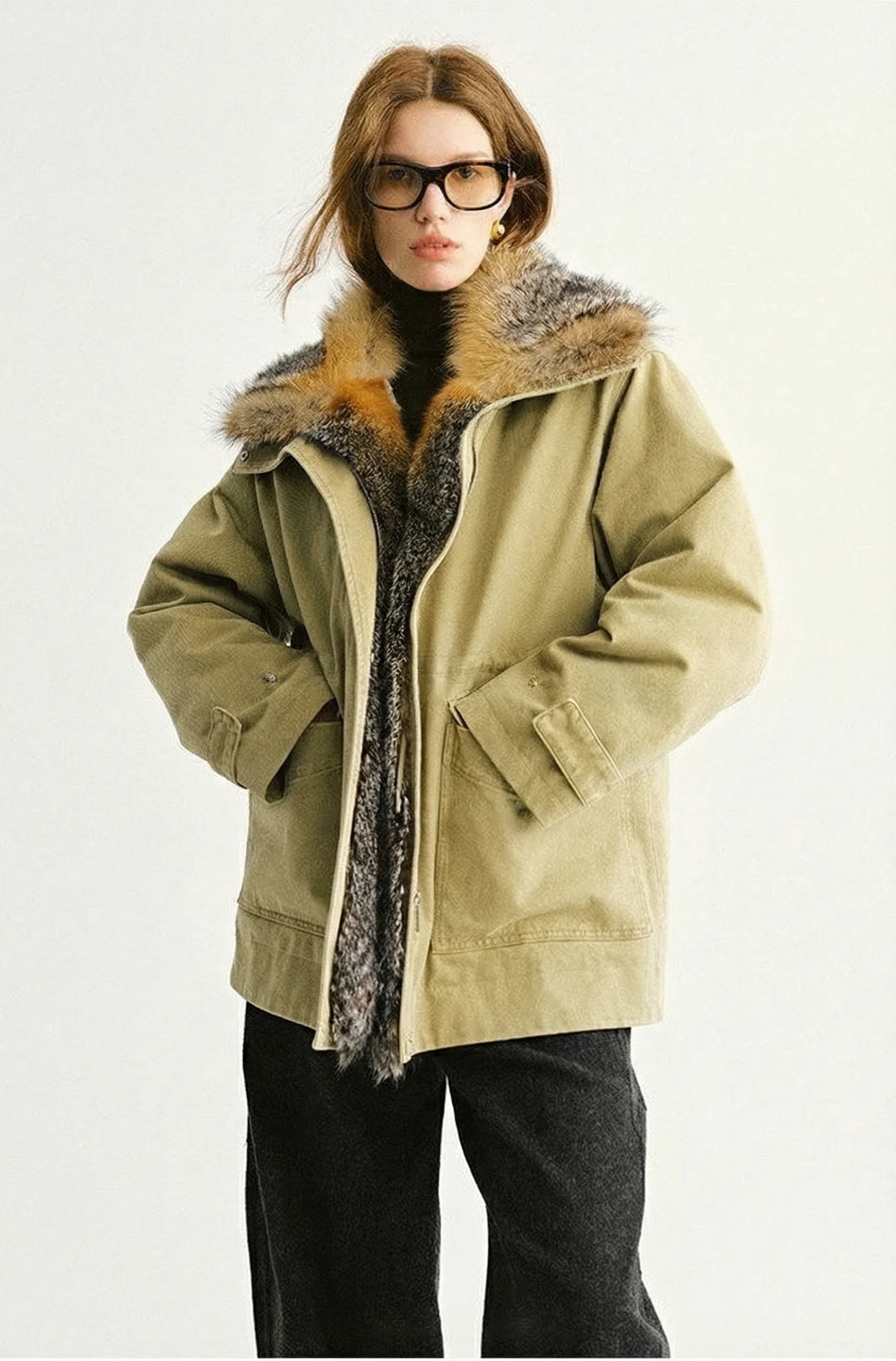 Gray Fox Collar Down Parka - Image 6