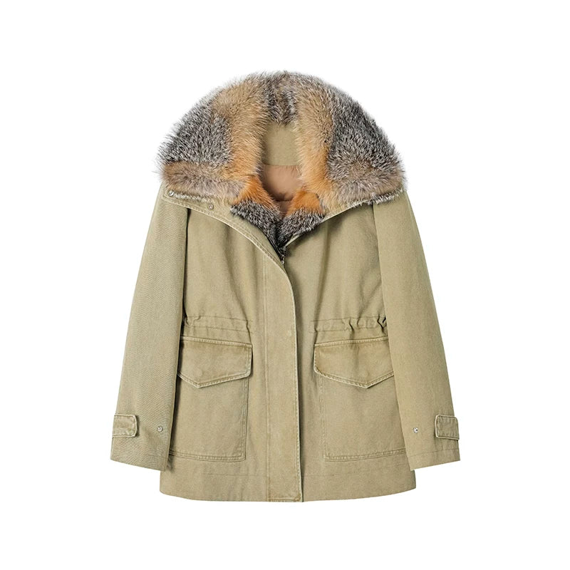 Gray Fox Collar Down Parka - Image 7