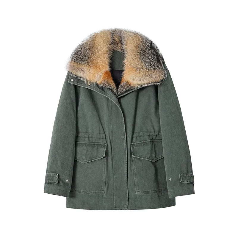 Gray Fox Collar Down Parka - Image 8