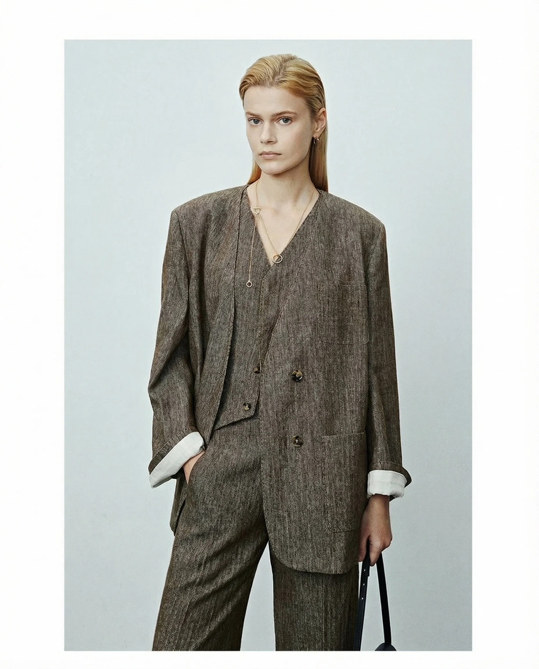 Gray Textured 3-Piece Suit Set - Image 5