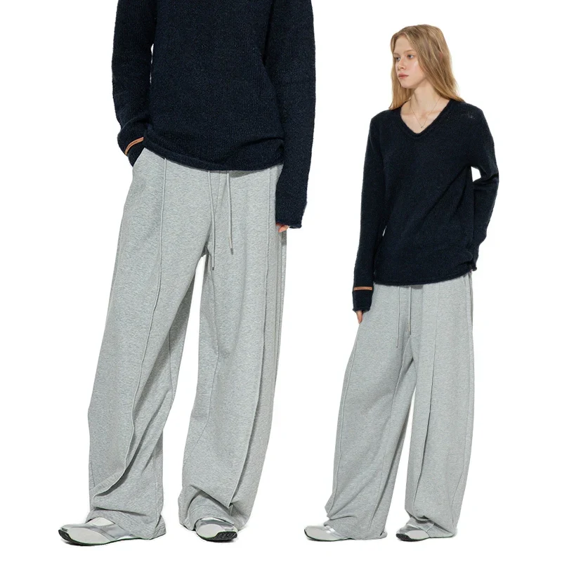 Gray Wide-Leg Drawstring Sweatpants - Image 3