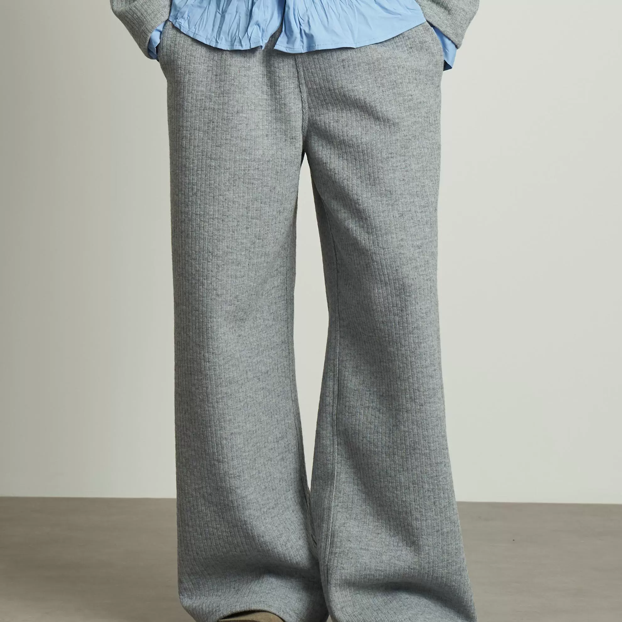Gray Wide-Leg Trousers