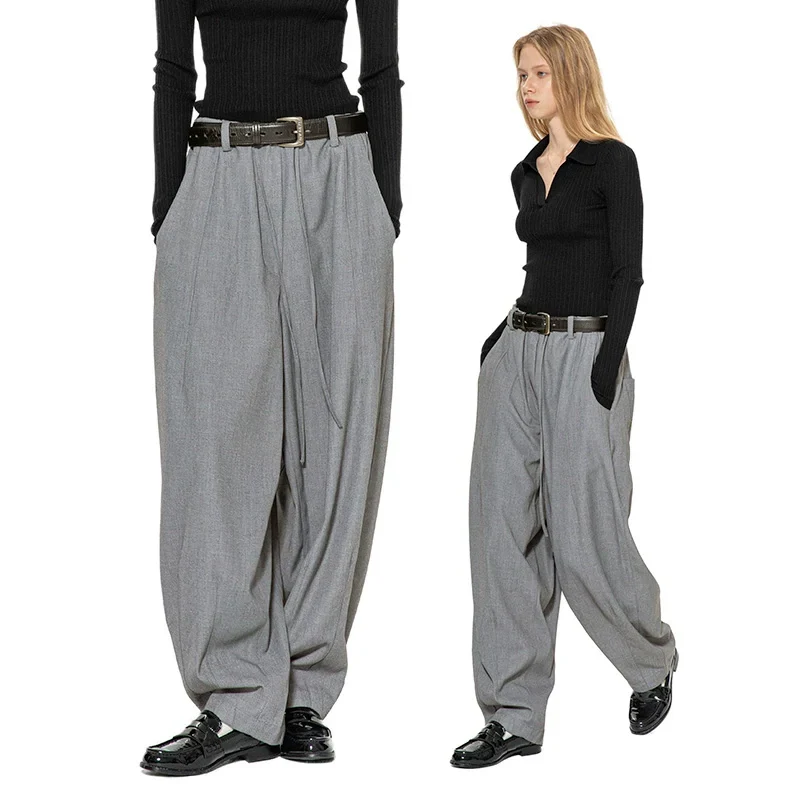 Gray Wide-Leg Trousers