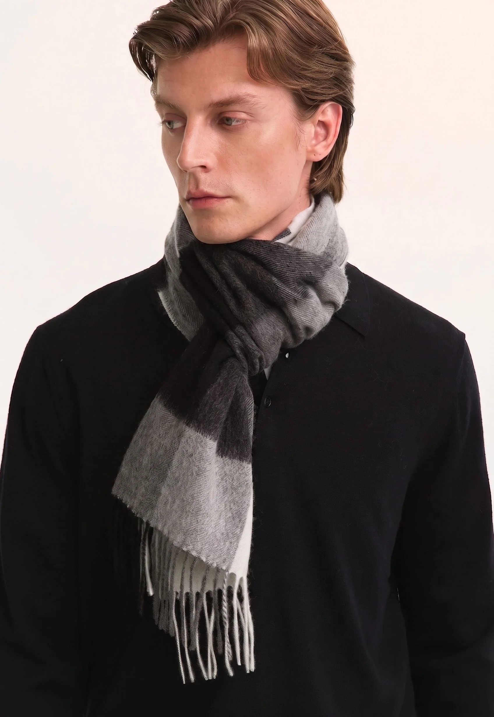Grey Check Scarf - Image 3