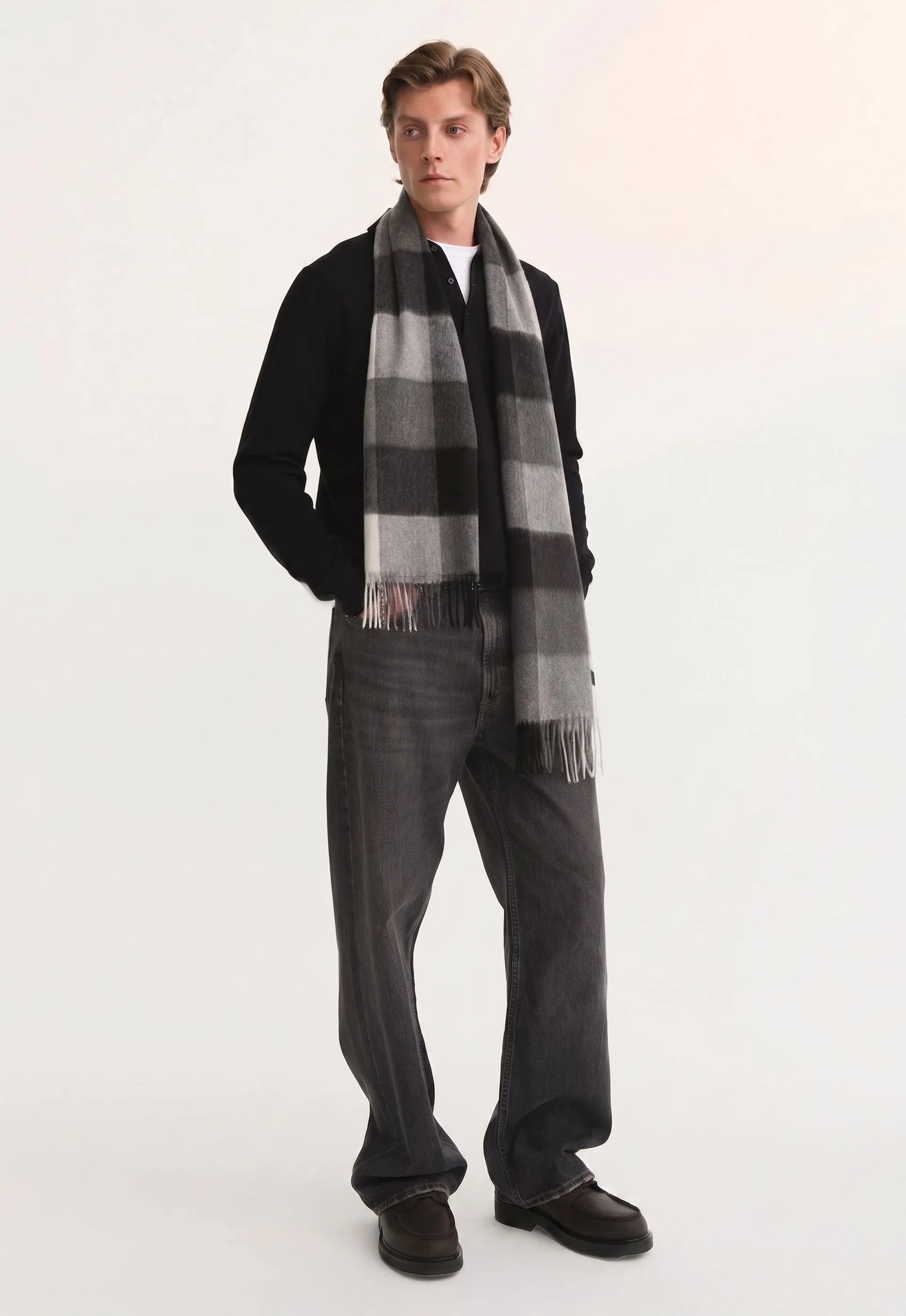 Grey Check Scarf - Image 4
