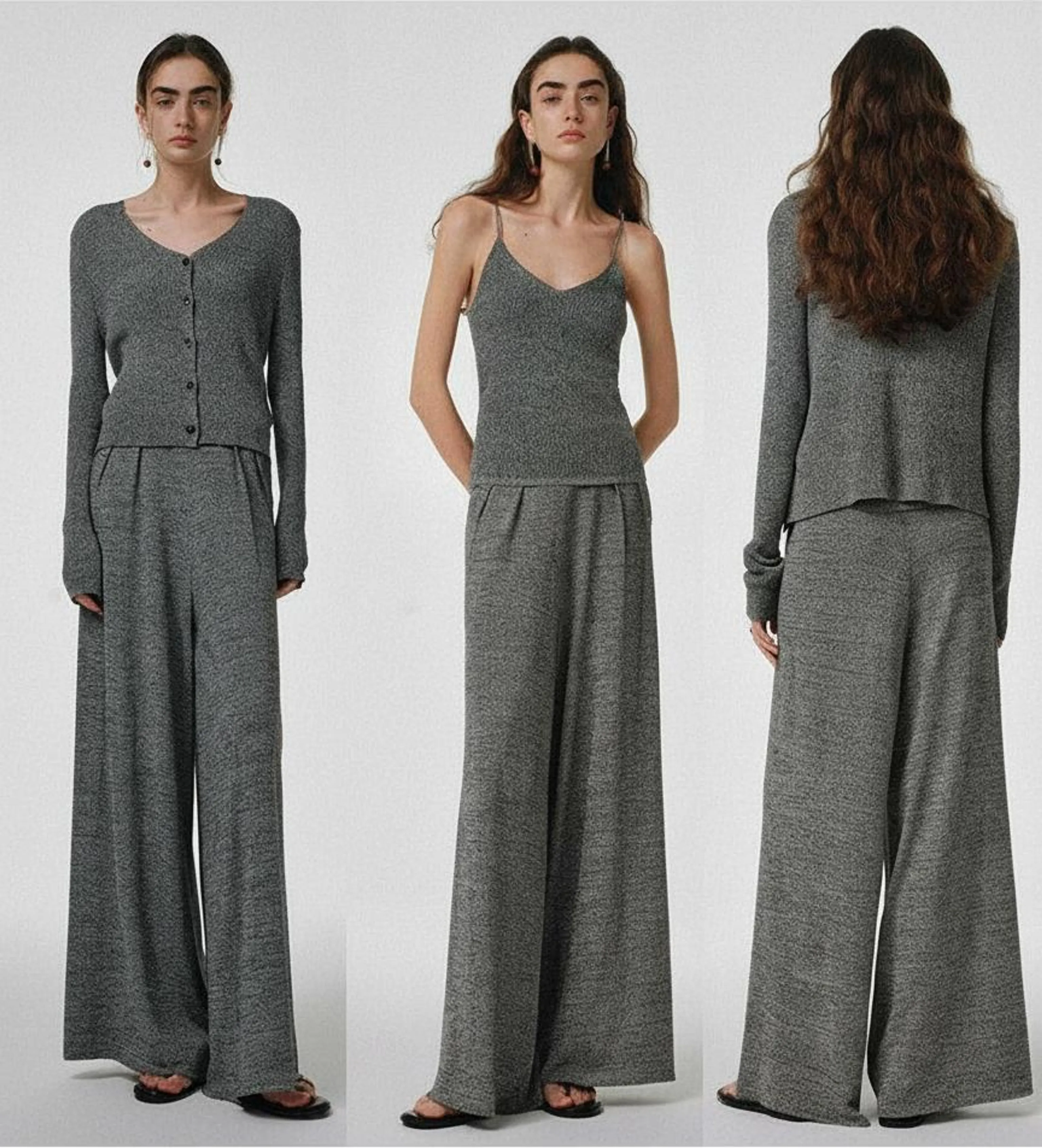 Grey Marled Knit Three-Piece Set - Image 2