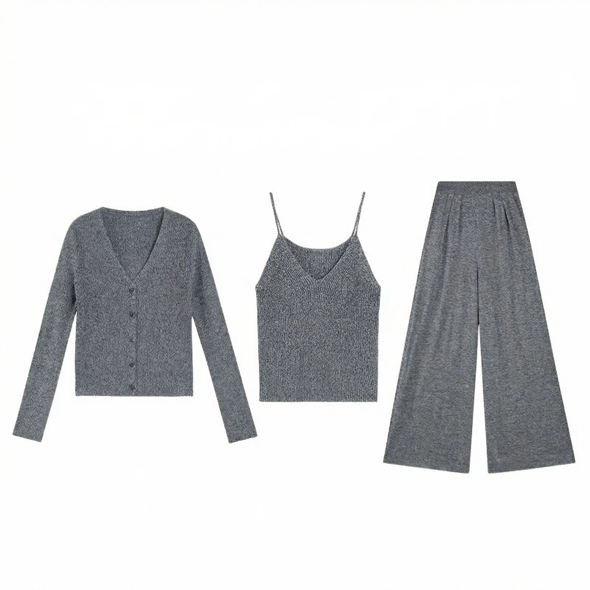 Grey Marled Knit Three-Piece Set - Image 6