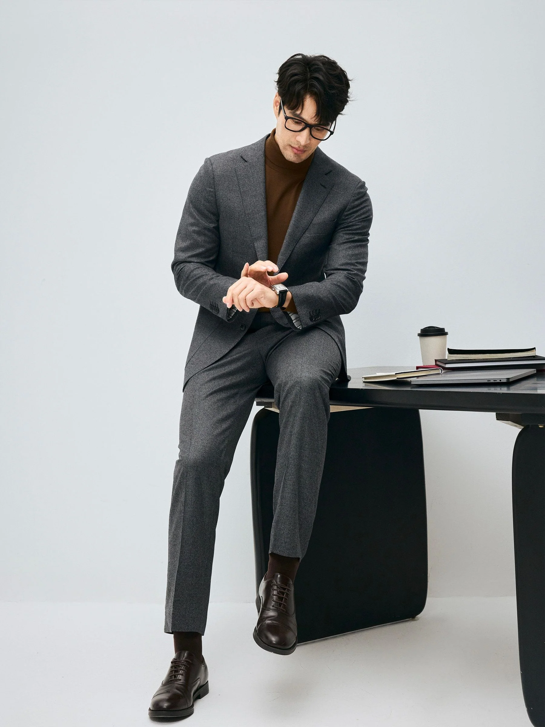 Grey Micro-Check Trousers - Image 5