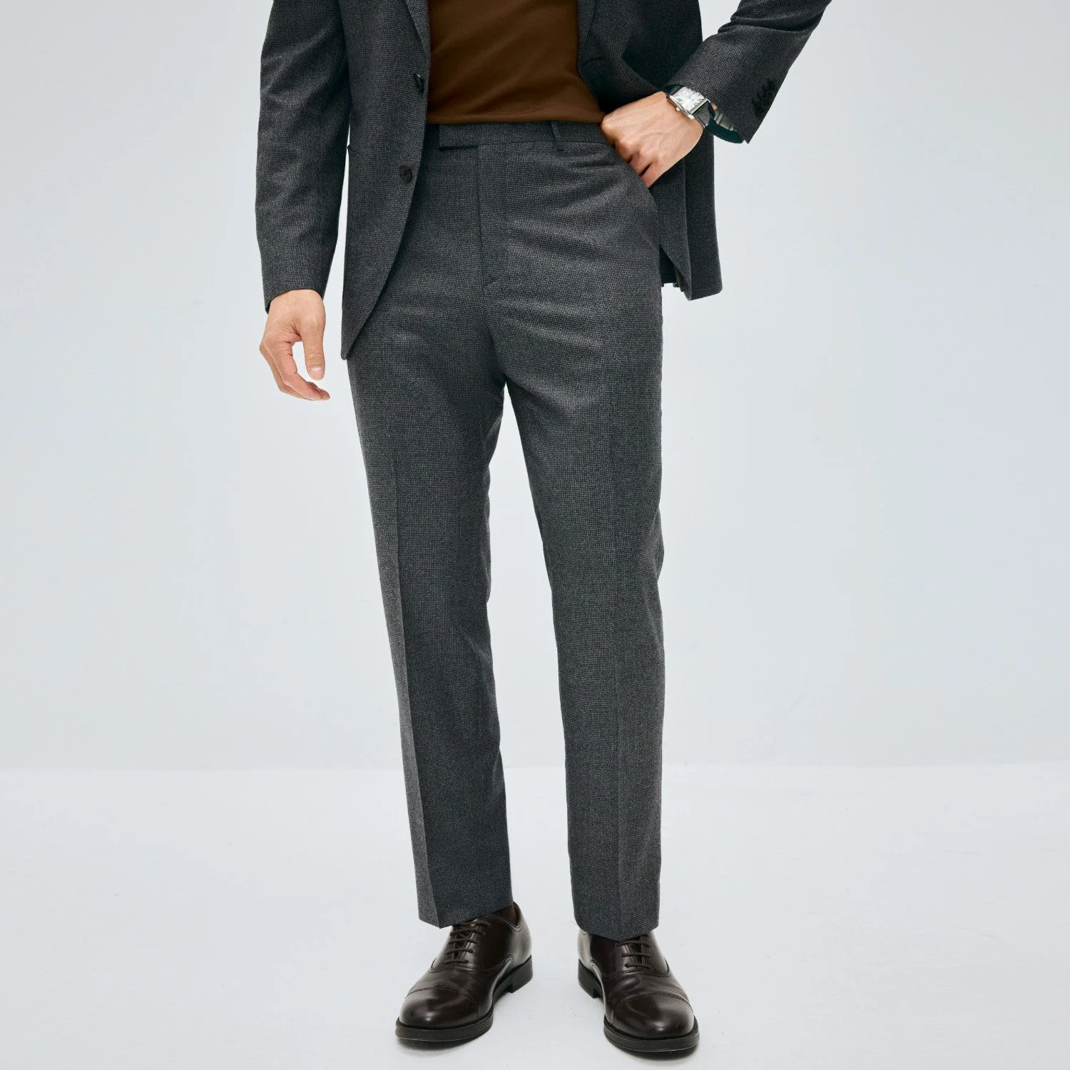 Grey Micro-Check Trousers - Image 6