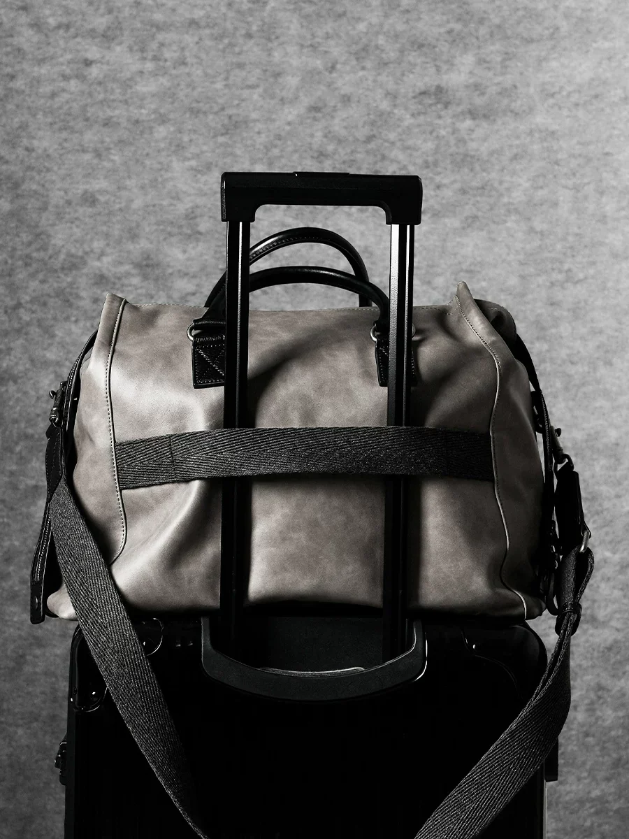 Grey Top-Grain Leather Duffel