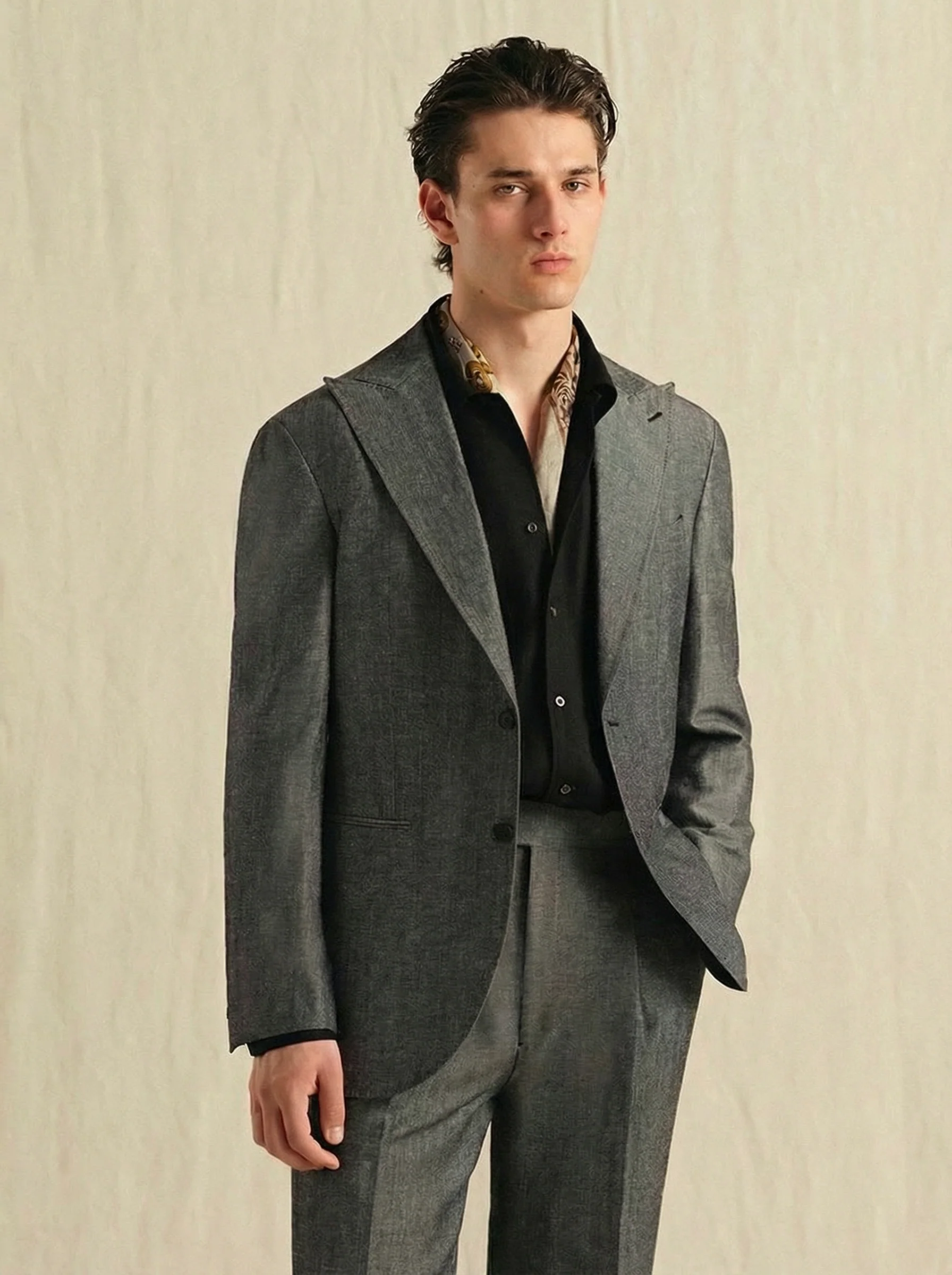 Grey Wool-Linen Suit