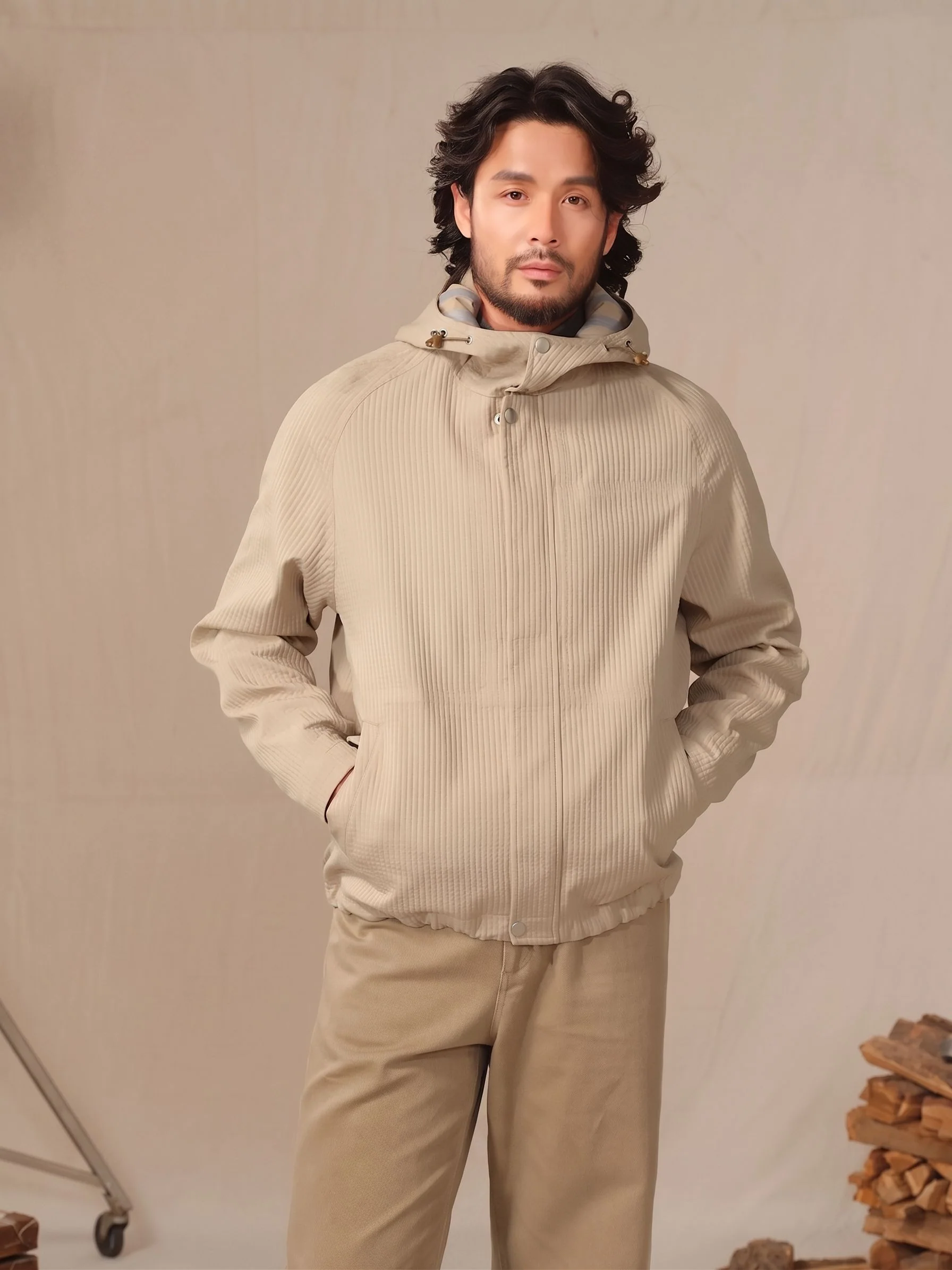 Grid Hooded Jacket