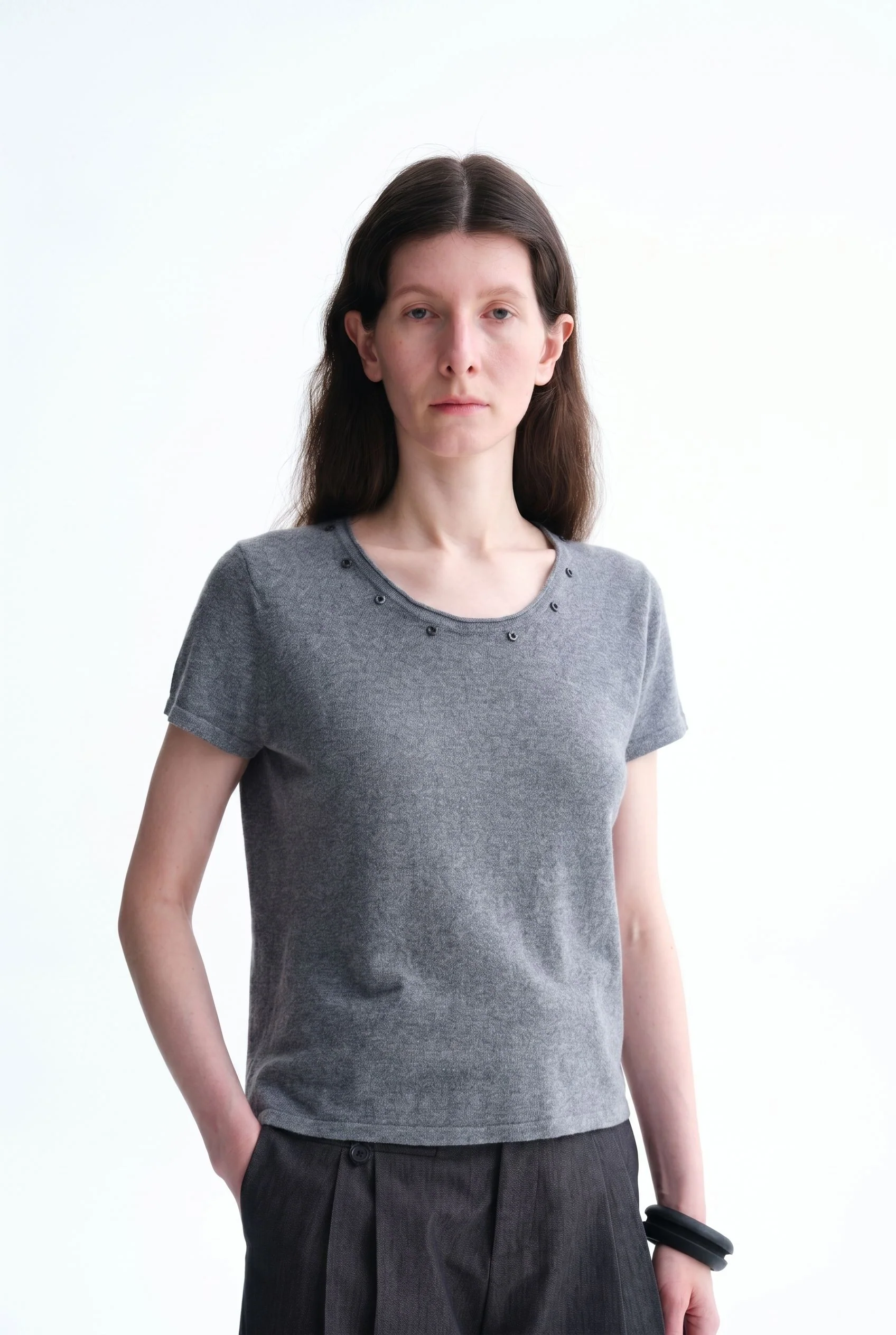 Grommet Neck Tee