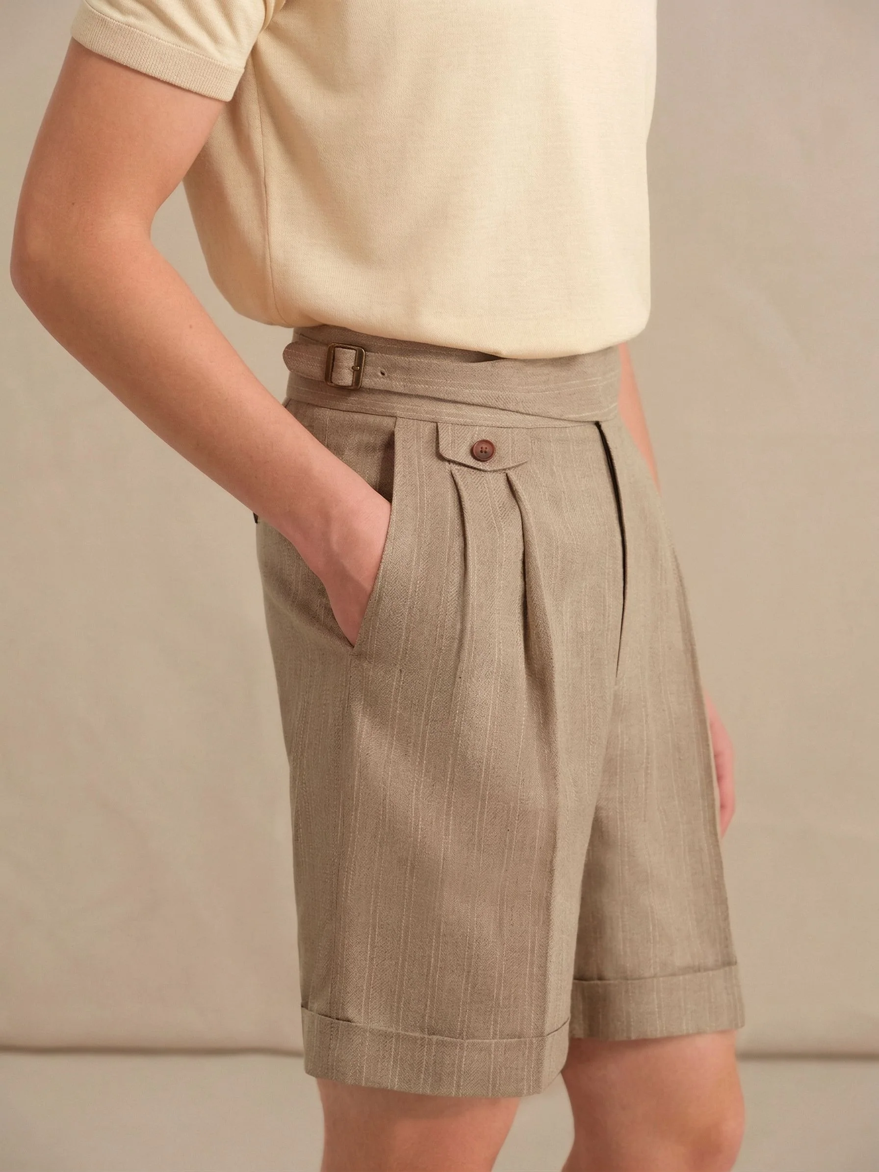 Gurkha Pleated Linen Shorts - Image 2