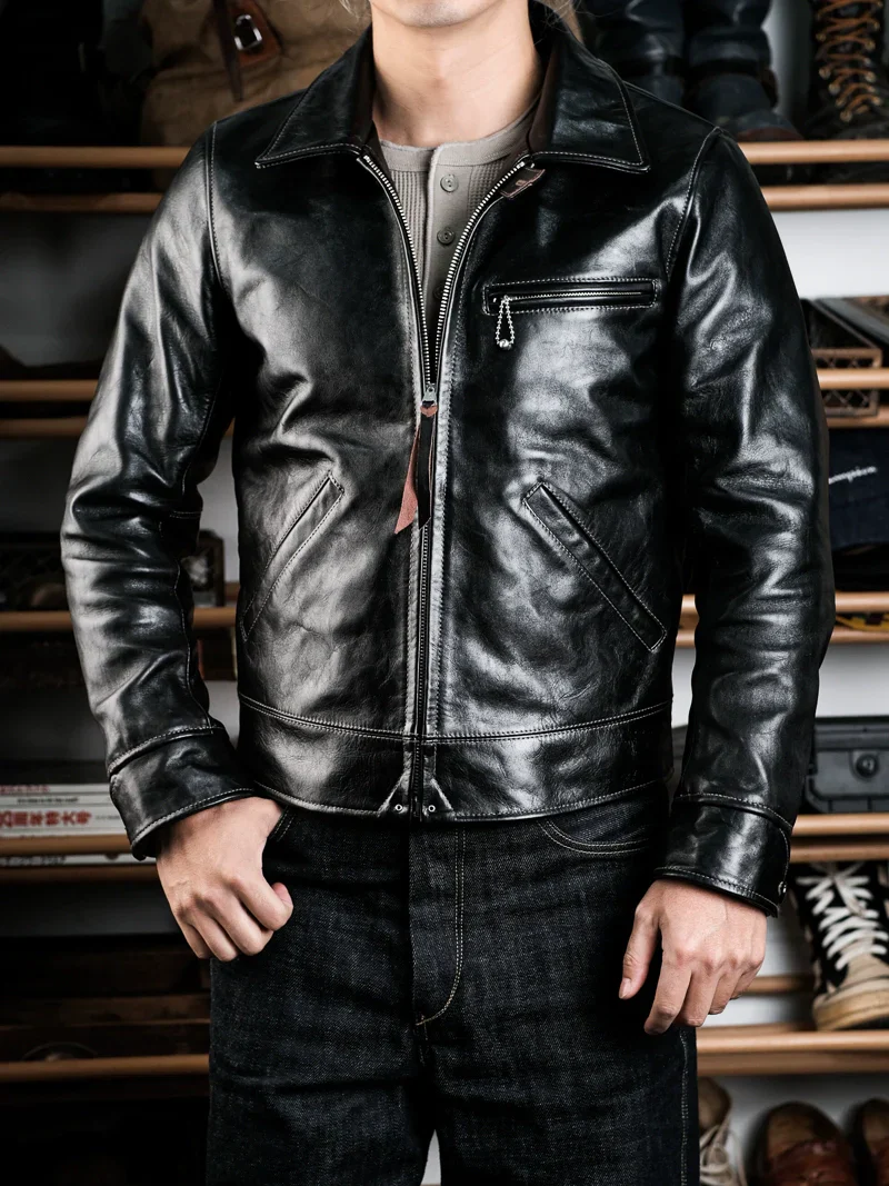 Half-Belt Horsehide Jacket