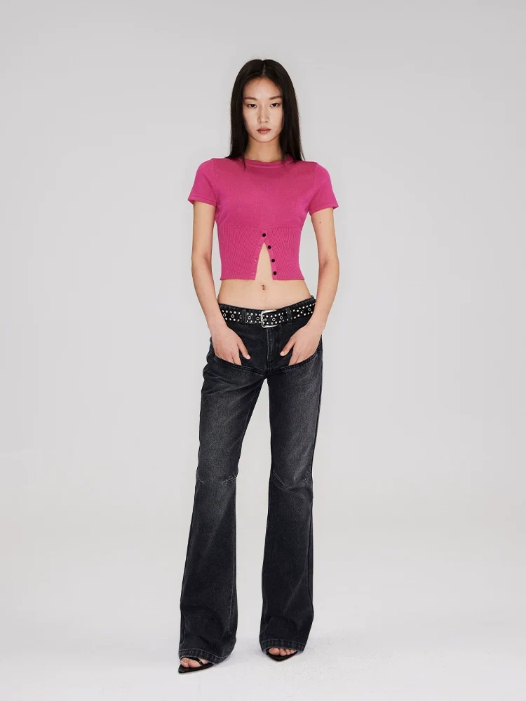 Half-Open Wool Knit Crop Top - Image 2