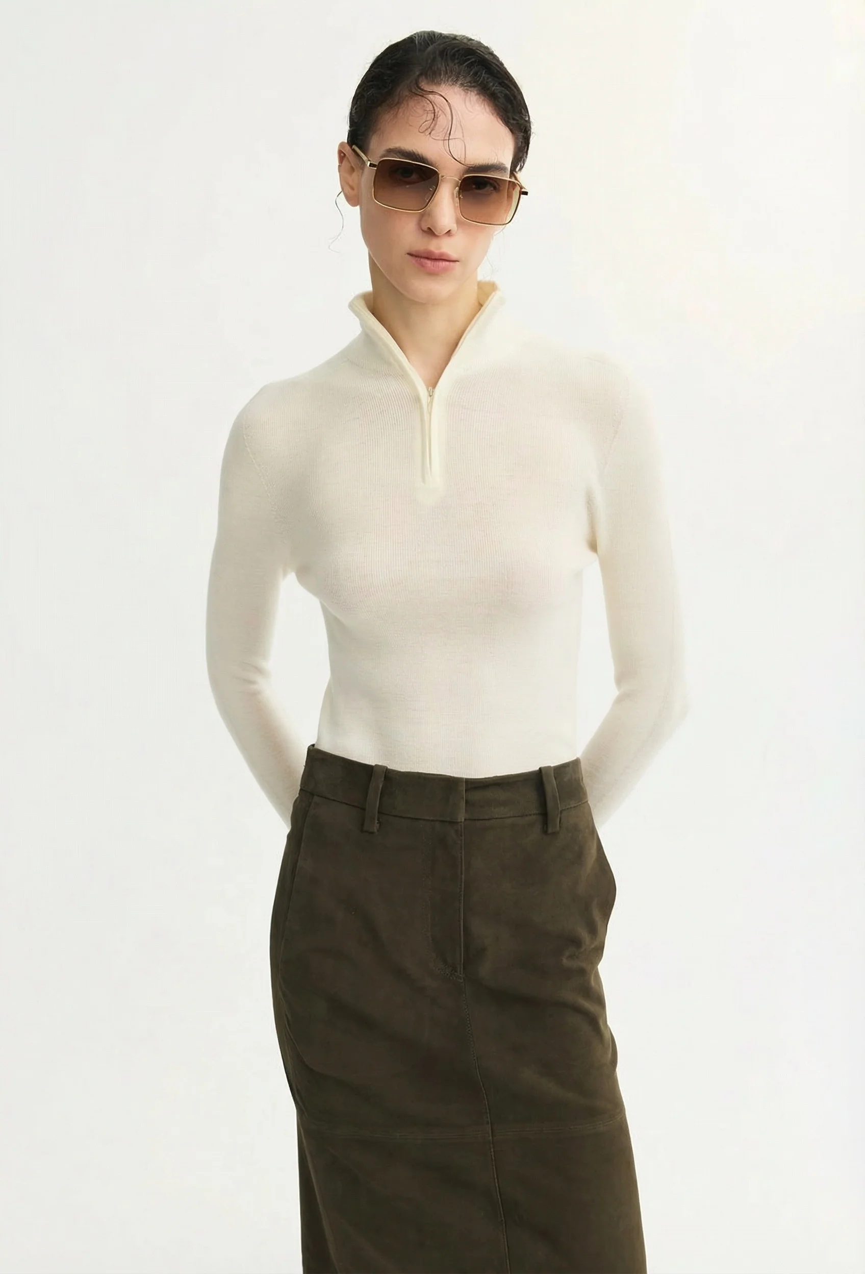 Half-Zip Mockneck Top
